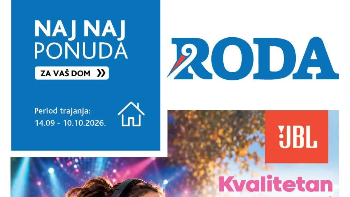 RODA NAJNAJ ponuda za dom od 14.09. do 10.10.2026. – tehnika, kućni aparati, posuđe i tekstil sniženi do 40%