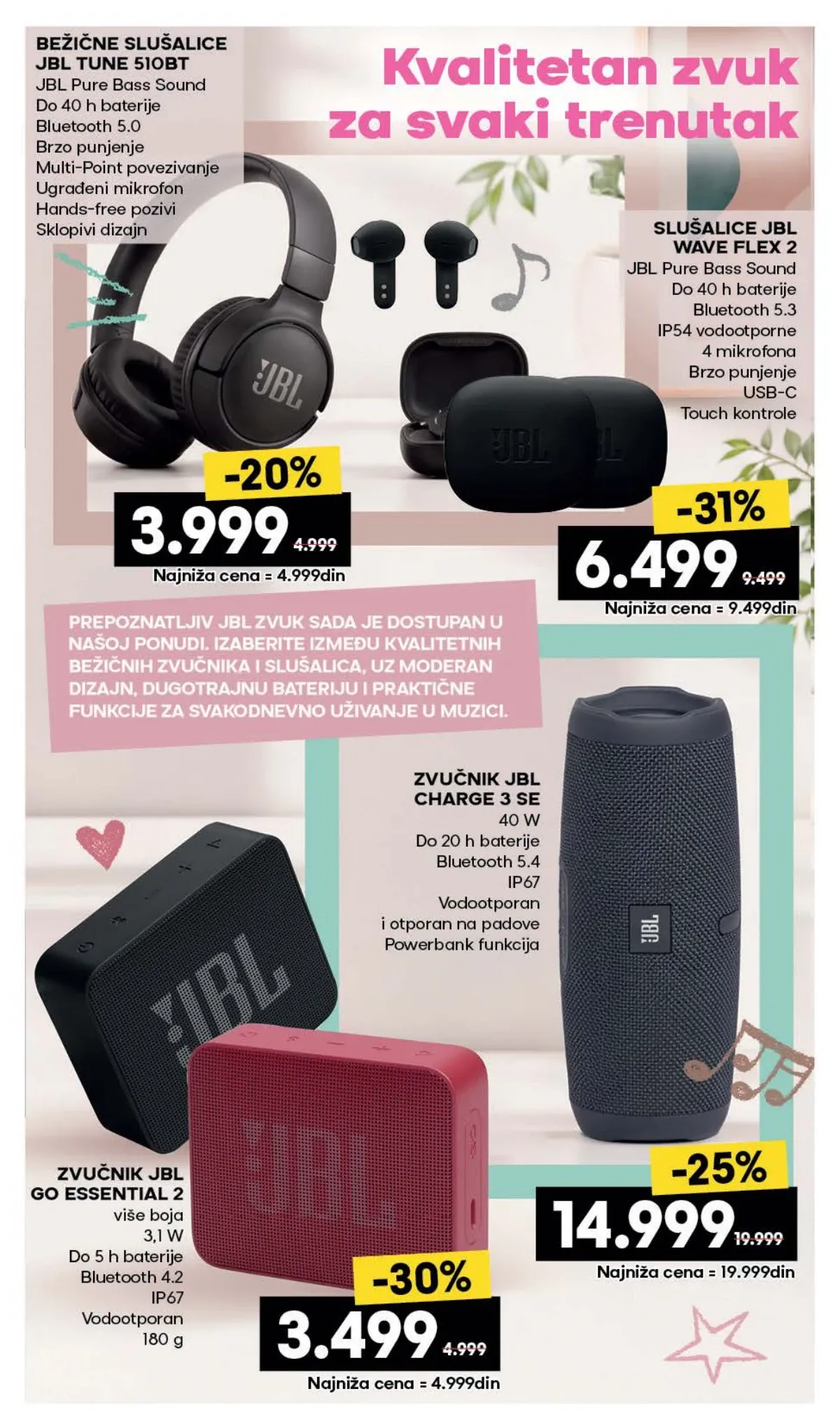RODA katalog – JBL slušalice i prenosivi Bluetooth zvučnici na sniženju