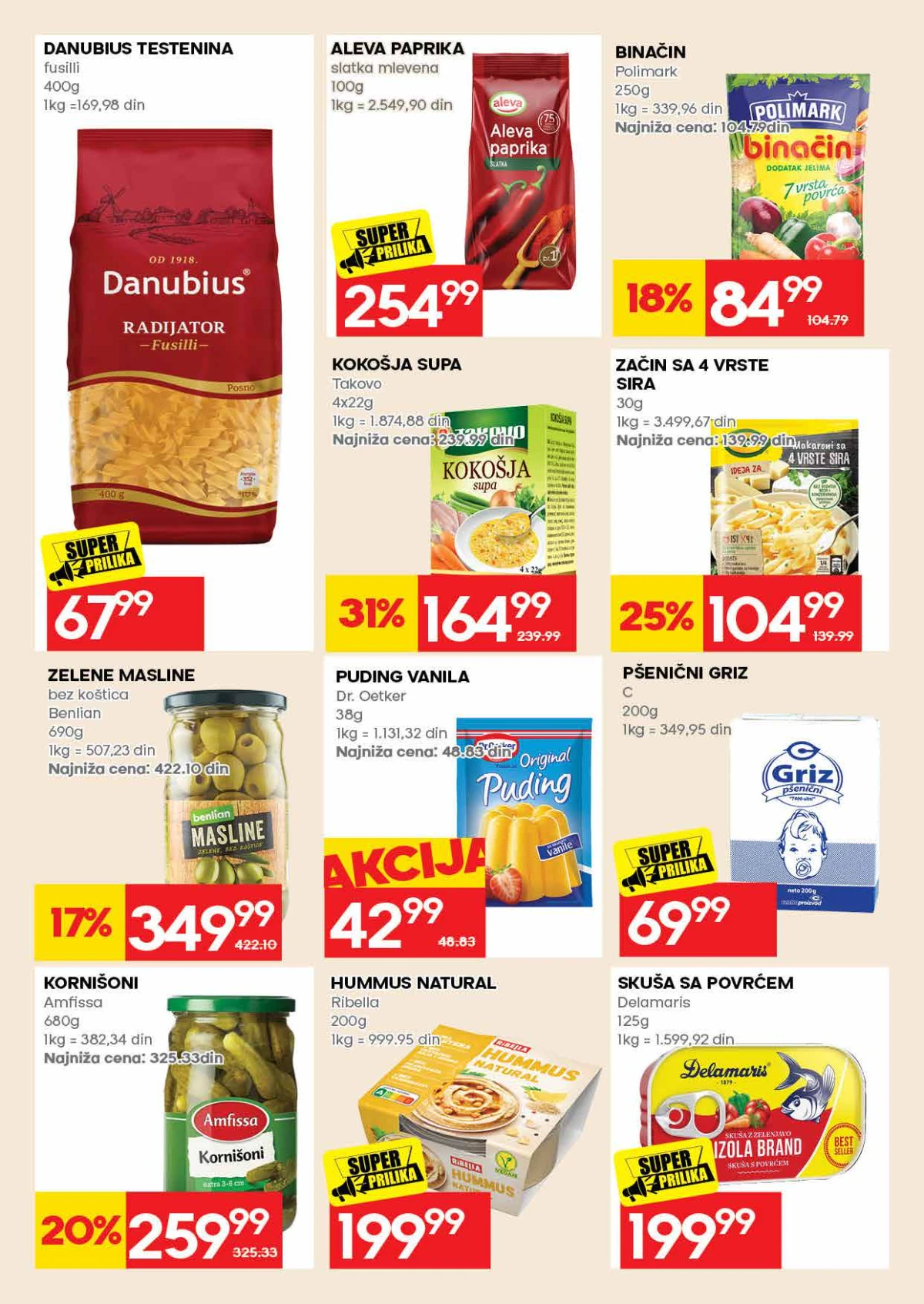 RODA katalog strana 19 – testenina, začini, masline, puding i konzervirani proizvodi