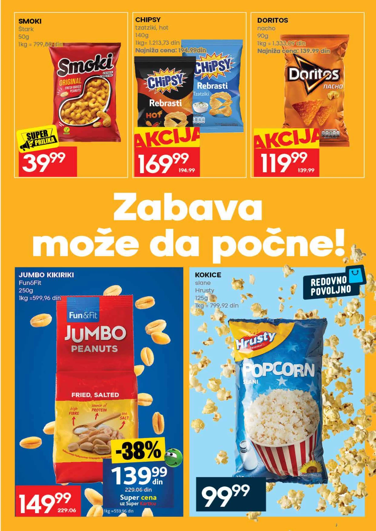 RODA katalog strana 21 – grickalice, smoki, čips, kokice i kikiriki na akciji