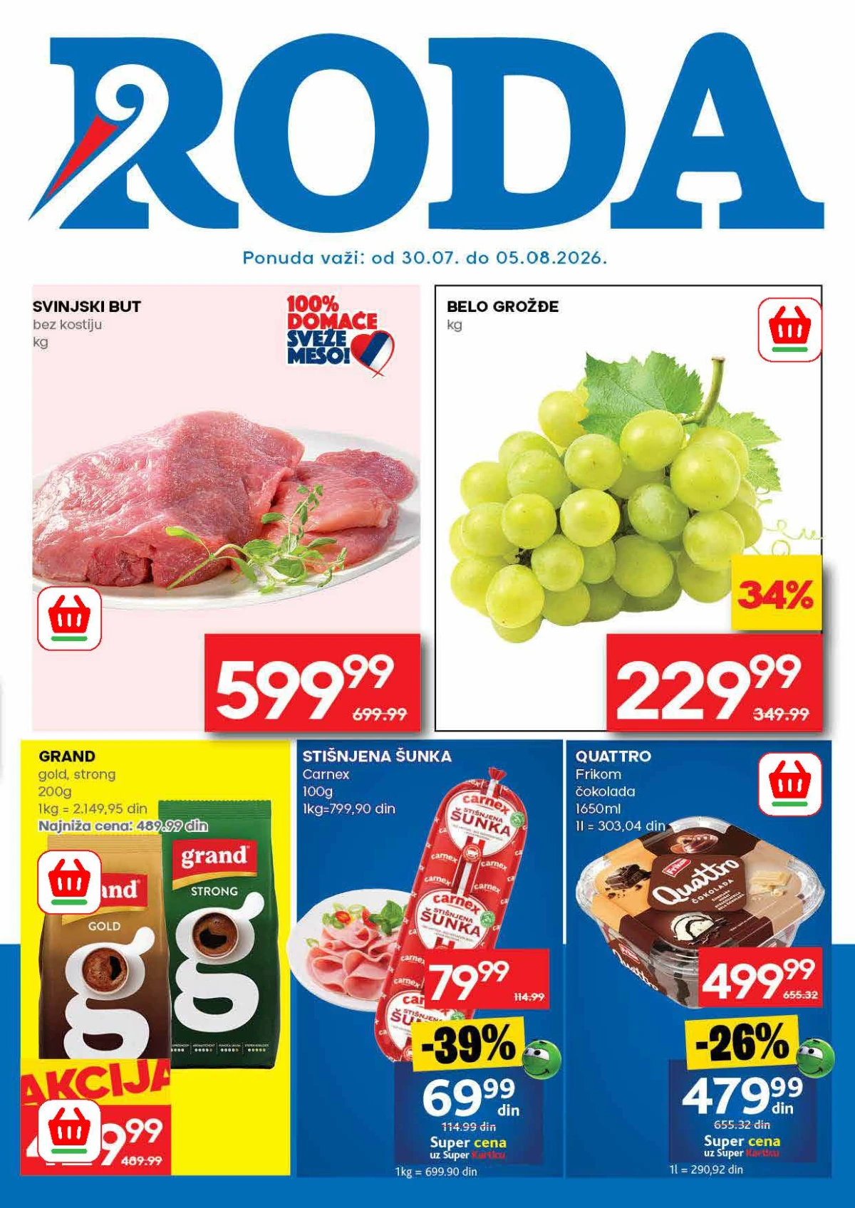 RODA katalog do 05.08.2026. – nova nedeljna akcija sa ponudom prehrane, svežeg mesa, voća, delikatesa i sladoleda