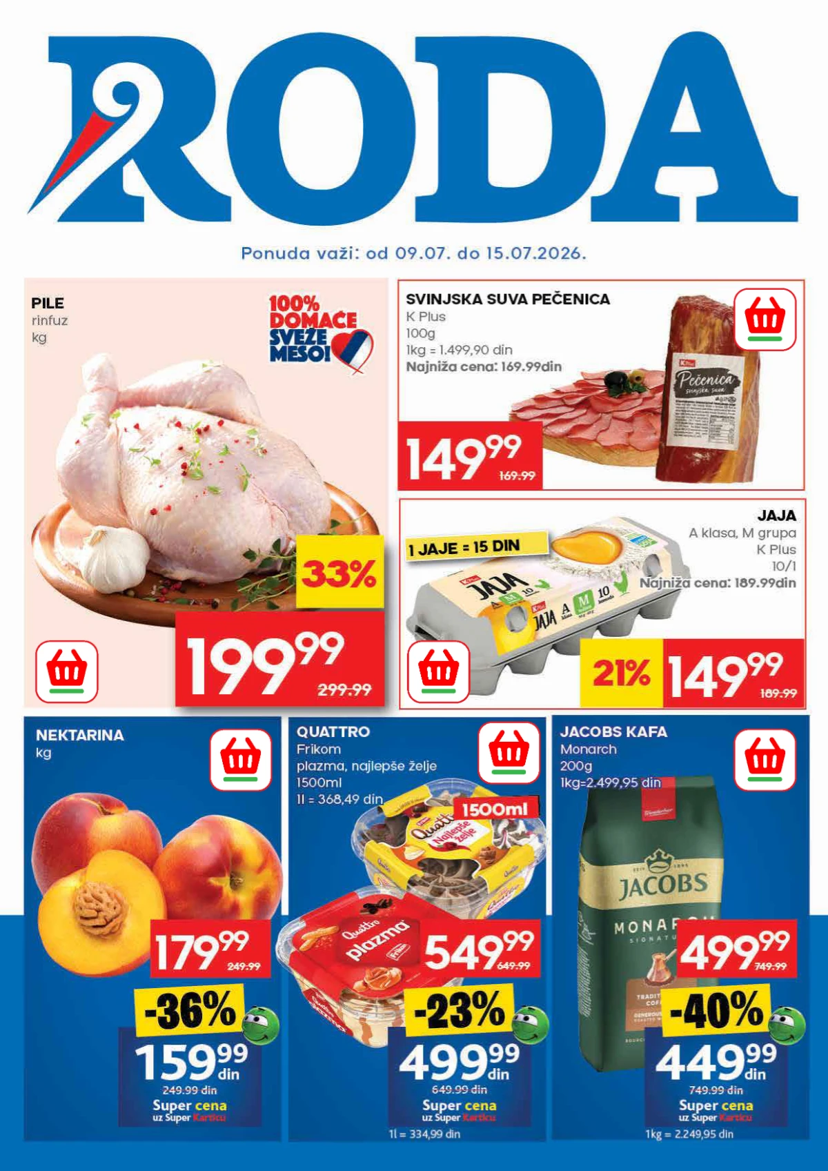 Roda katalog do 50% popusta – nove nedeljne akcije na prehranu, voće, povrće i svakodnevne proizvode