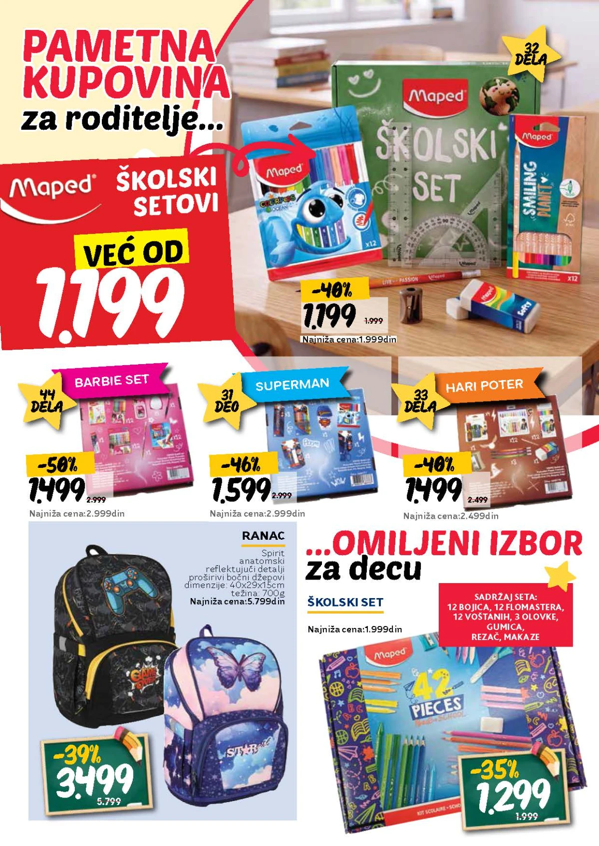 Roda školska akcija – školski setovi i anatomski rančevi