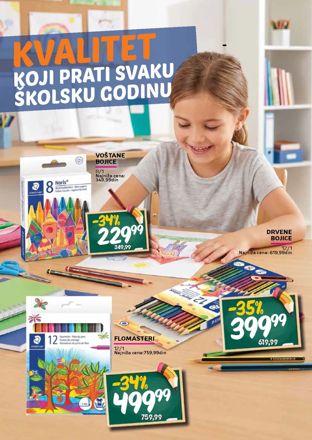 Roda školska akcija – olovke, markeri i geometrijski pribor