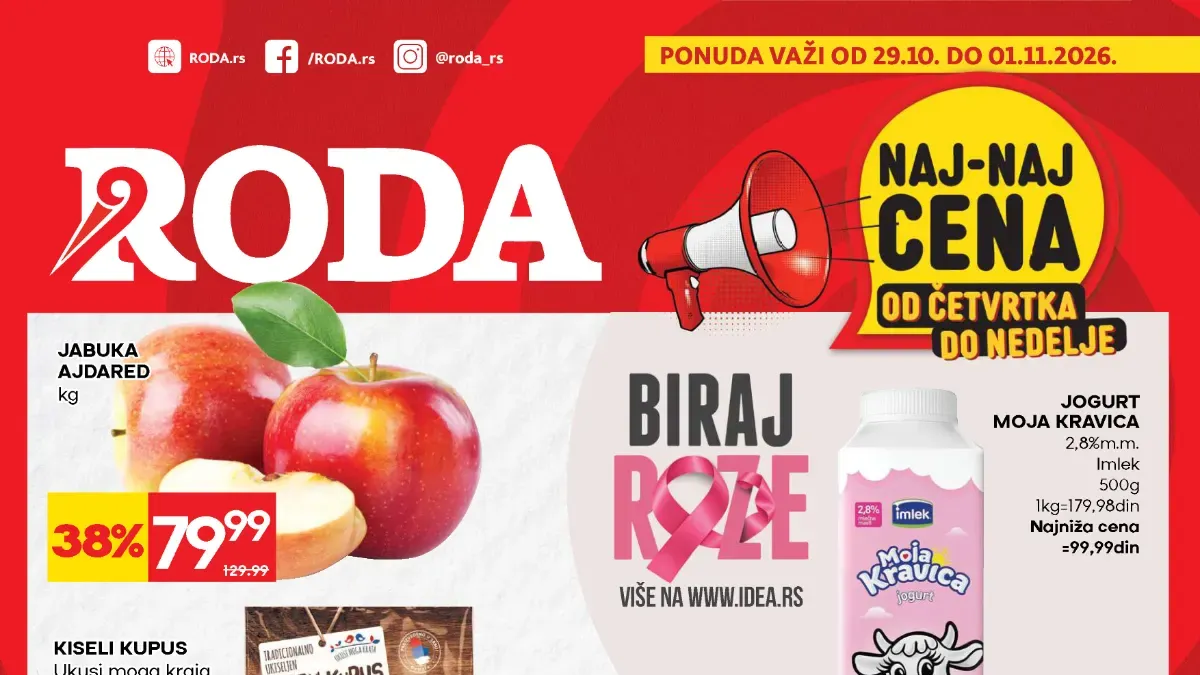 RODA vikend akcija od 29.10. do 01.11.2026. – Naj-naj cene i popusti do 44%