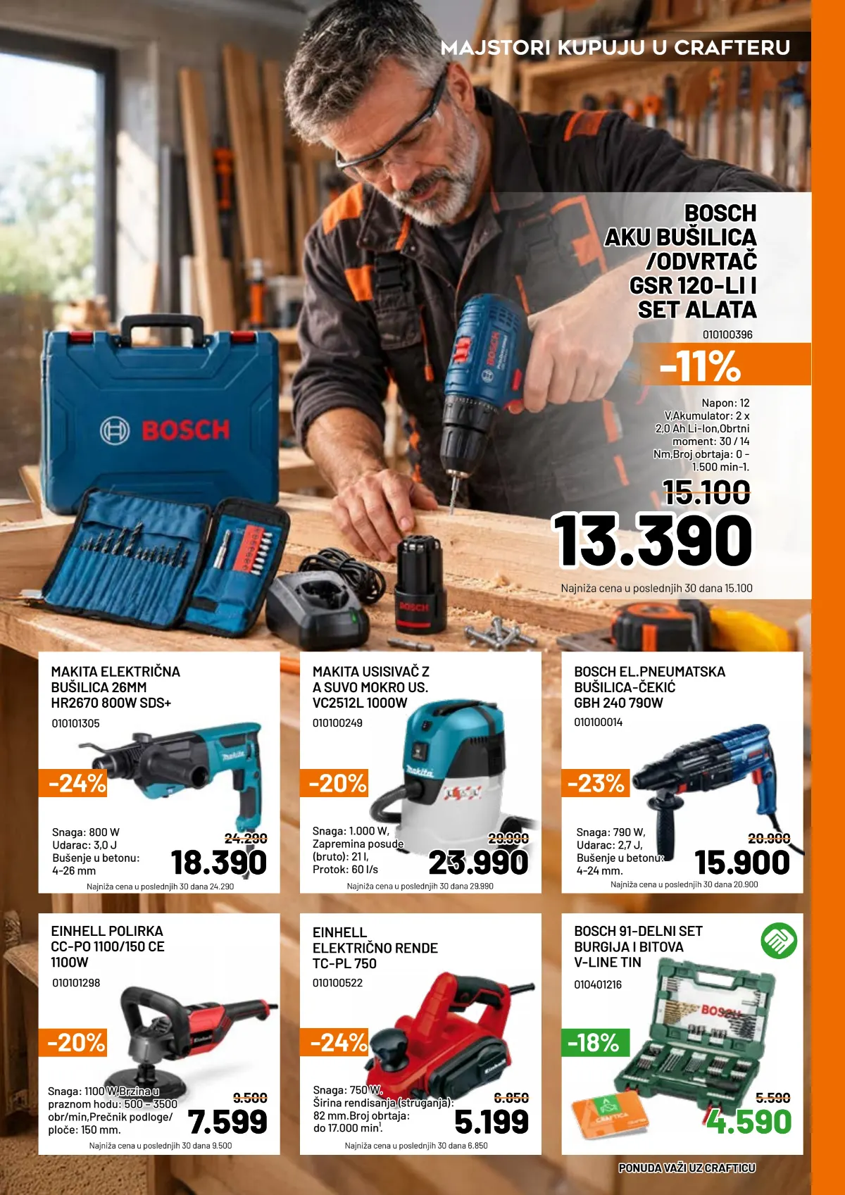 Crafter katalog – Bosch, Makita i Einhell električni alat na sniženju