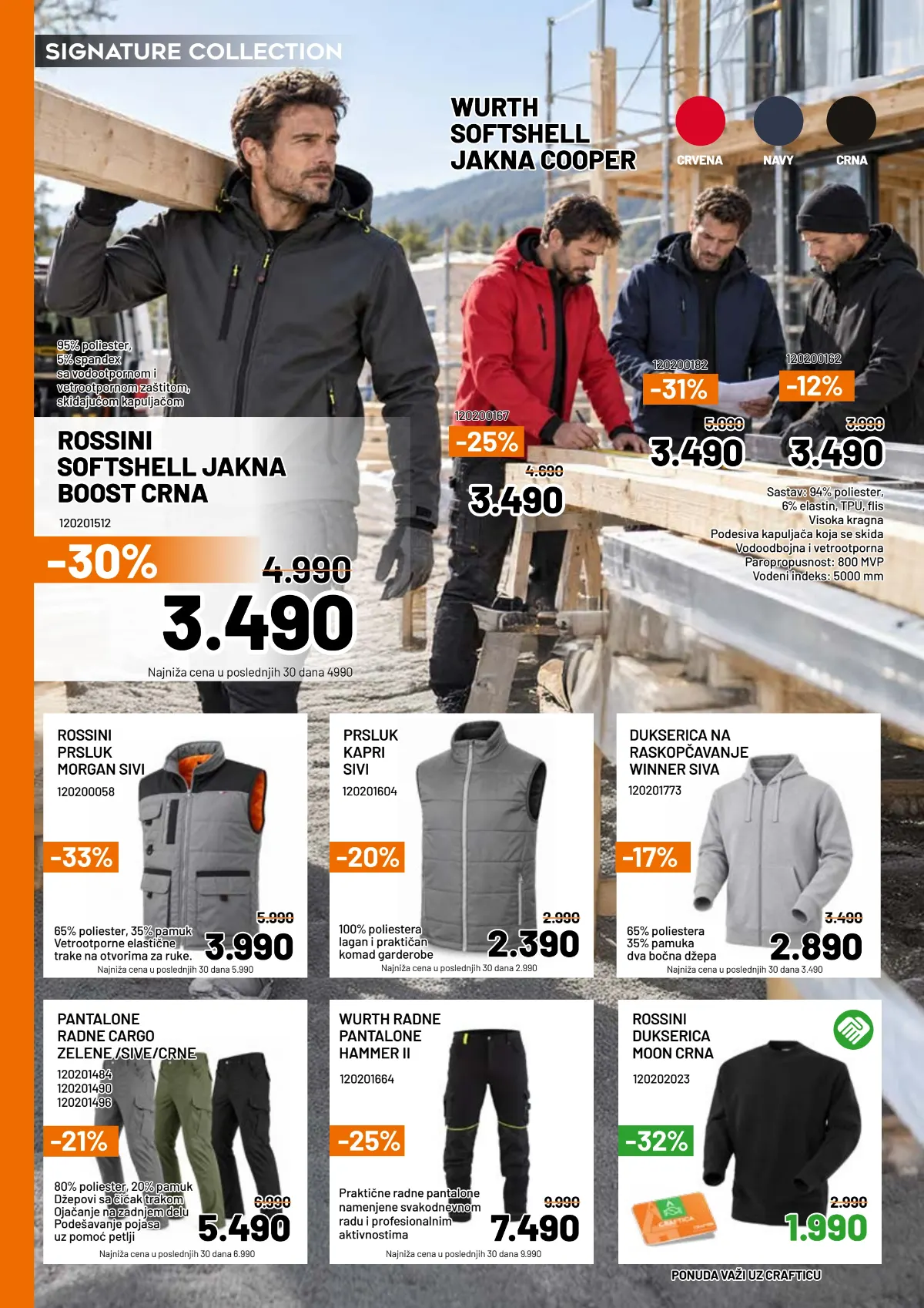Crafter katalog – radne jakne, prsluci, pantalone i dukserice na akciji