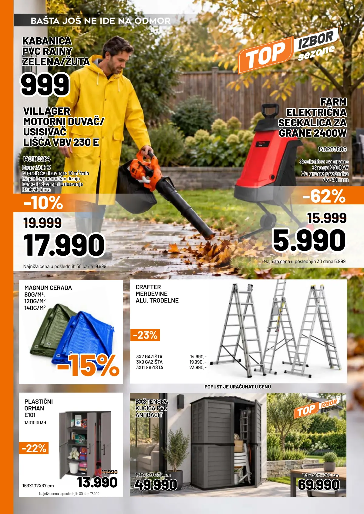 Crafter katalog – seckalica za grane, duvač lišća, merdevine i baštenska oprema