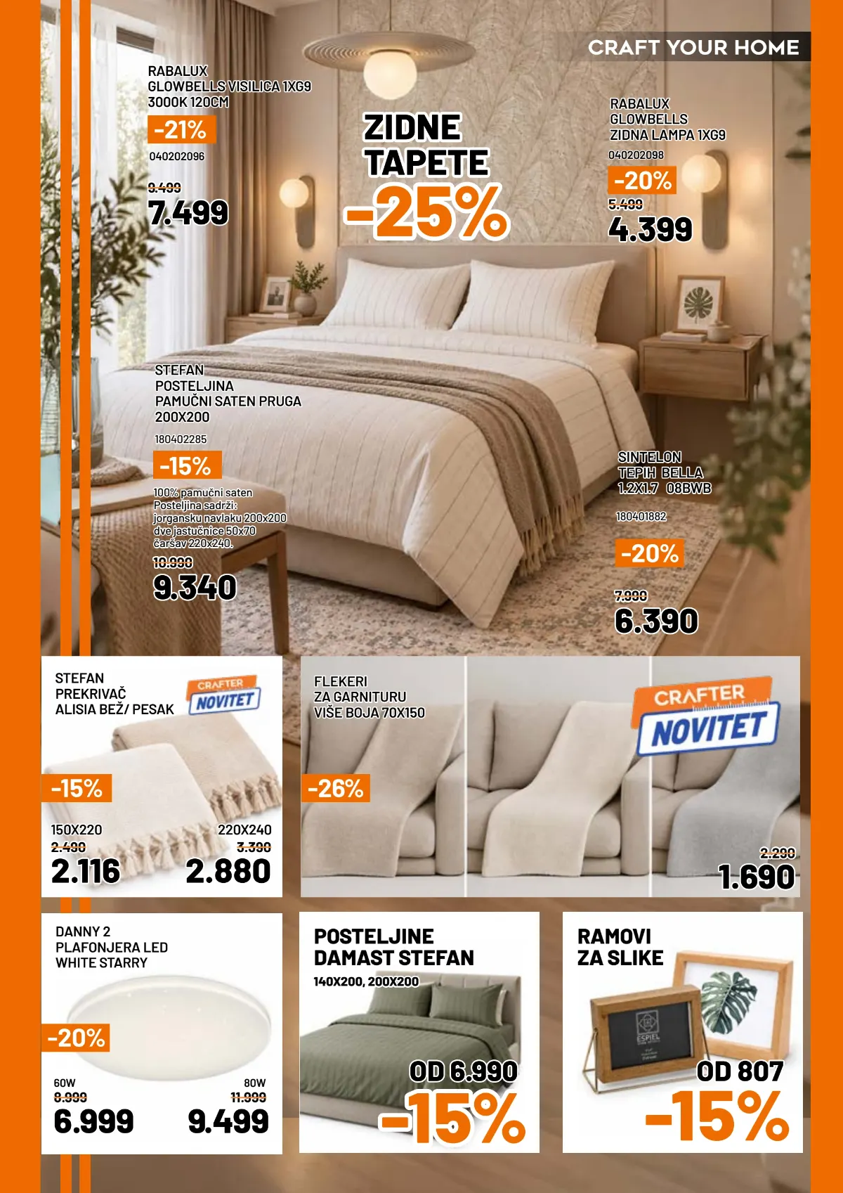 Crafter katalog – rasveta, posteljina, tapete i oprema za uređenje doma