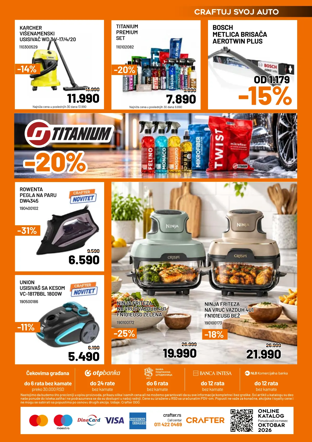 Crafter katalog – Kärcher usisivač, Rowenta pegla, Ninja friteze i auto program