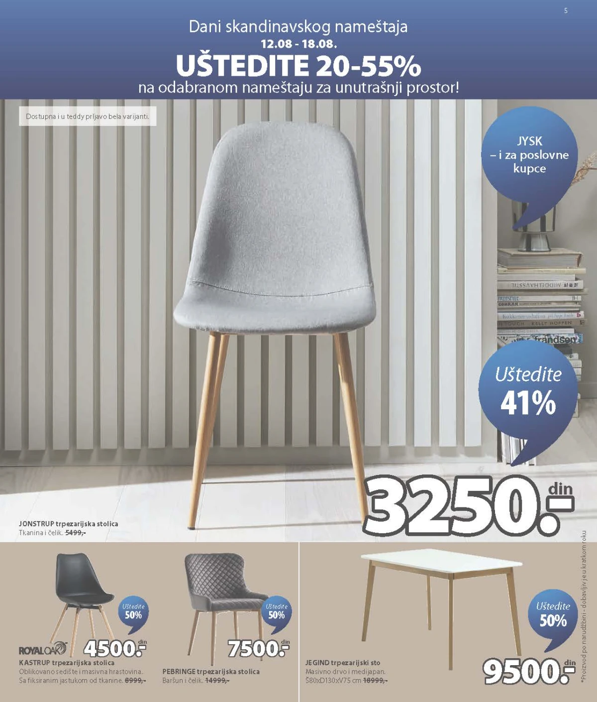 JYSK katalog – trpezarijske stolice i stolovi uz popuste do 50%