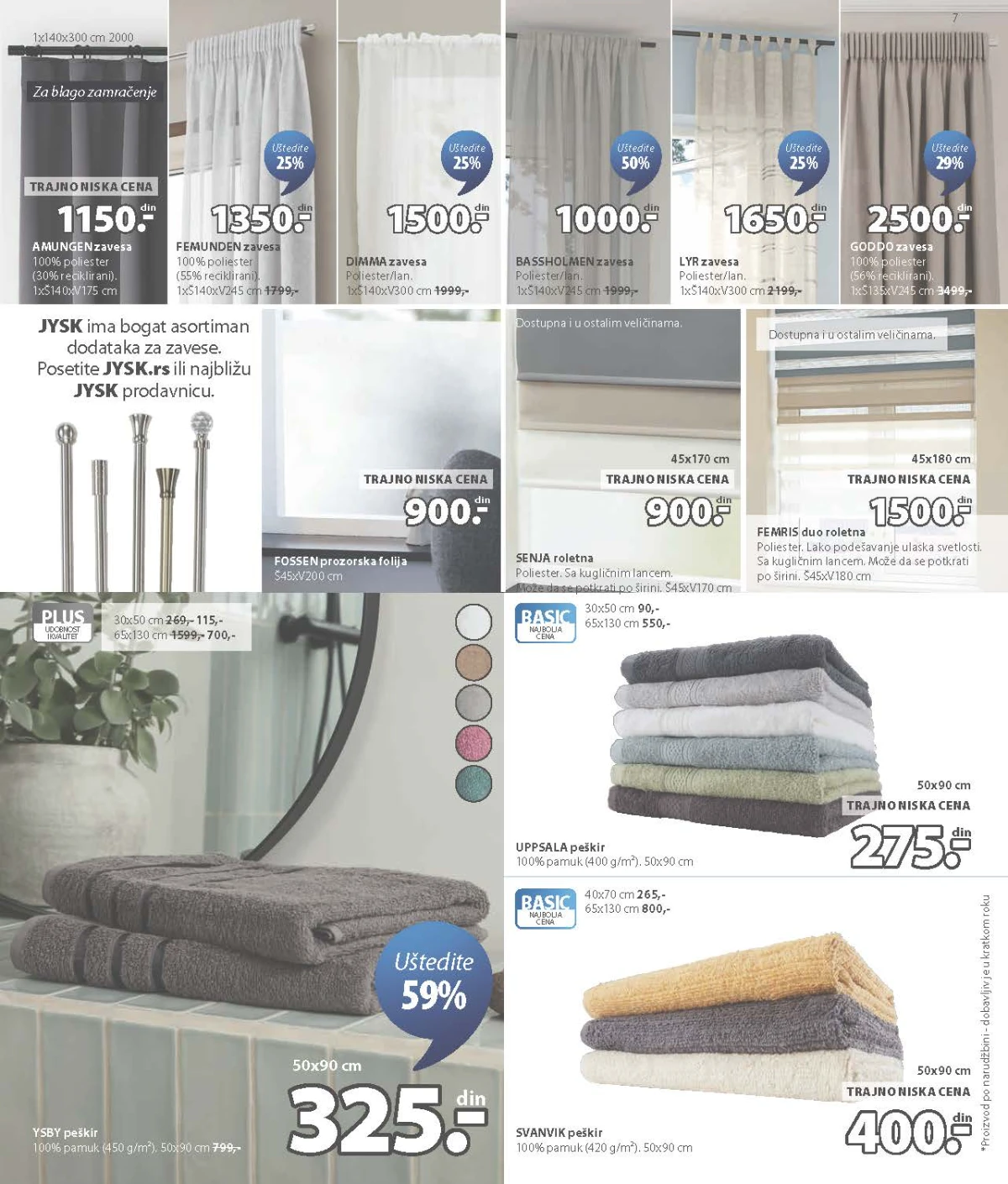 JYSK katalog – zavese, roletne i peškiri po sniženim cenama