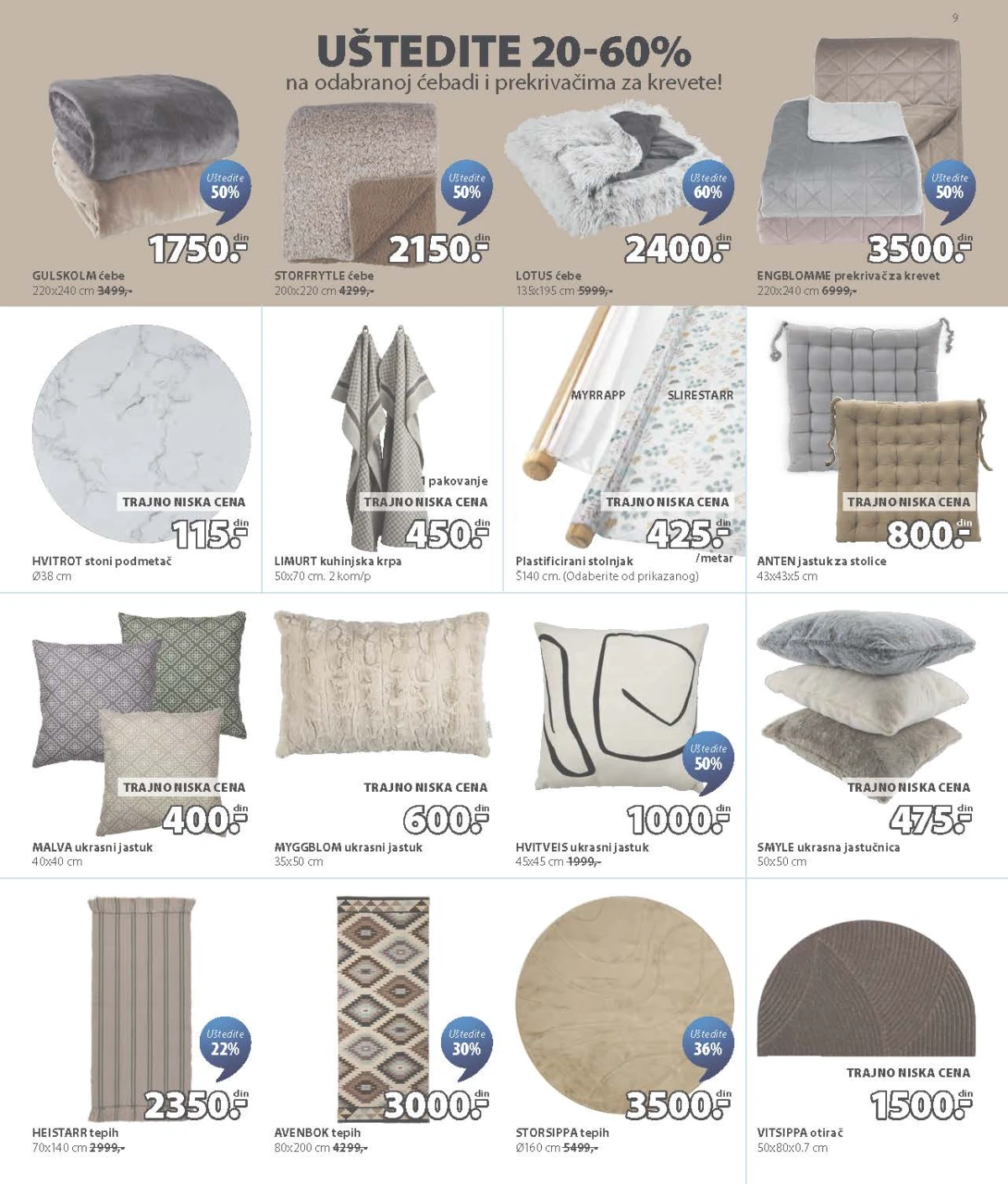 JYSK katalog – ćebad, prekrivači, jastuci i tepisi uz popuste do 60%