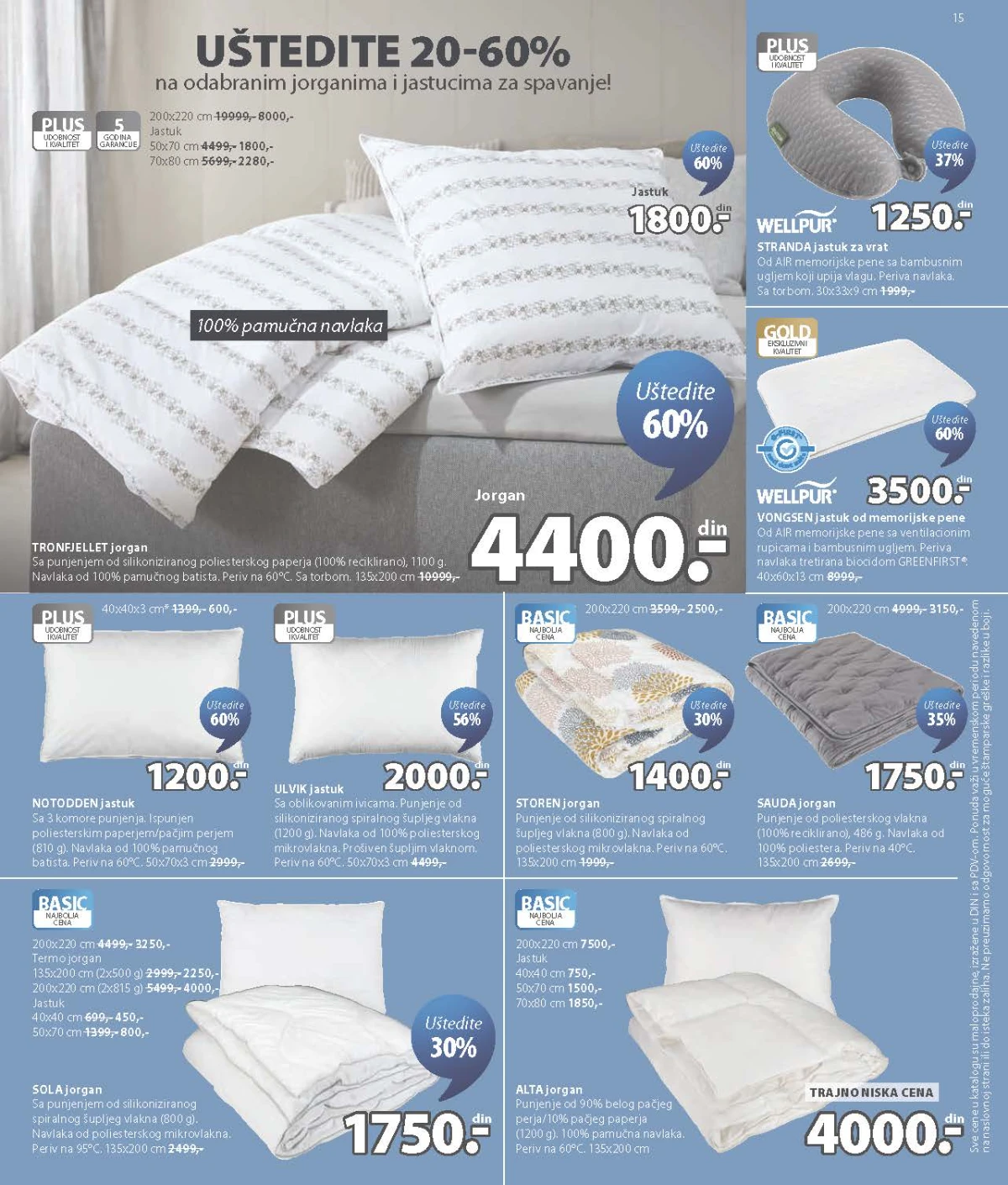 JYSK katalog – jorgani i jastuci za spavanje uz popuste do 60%