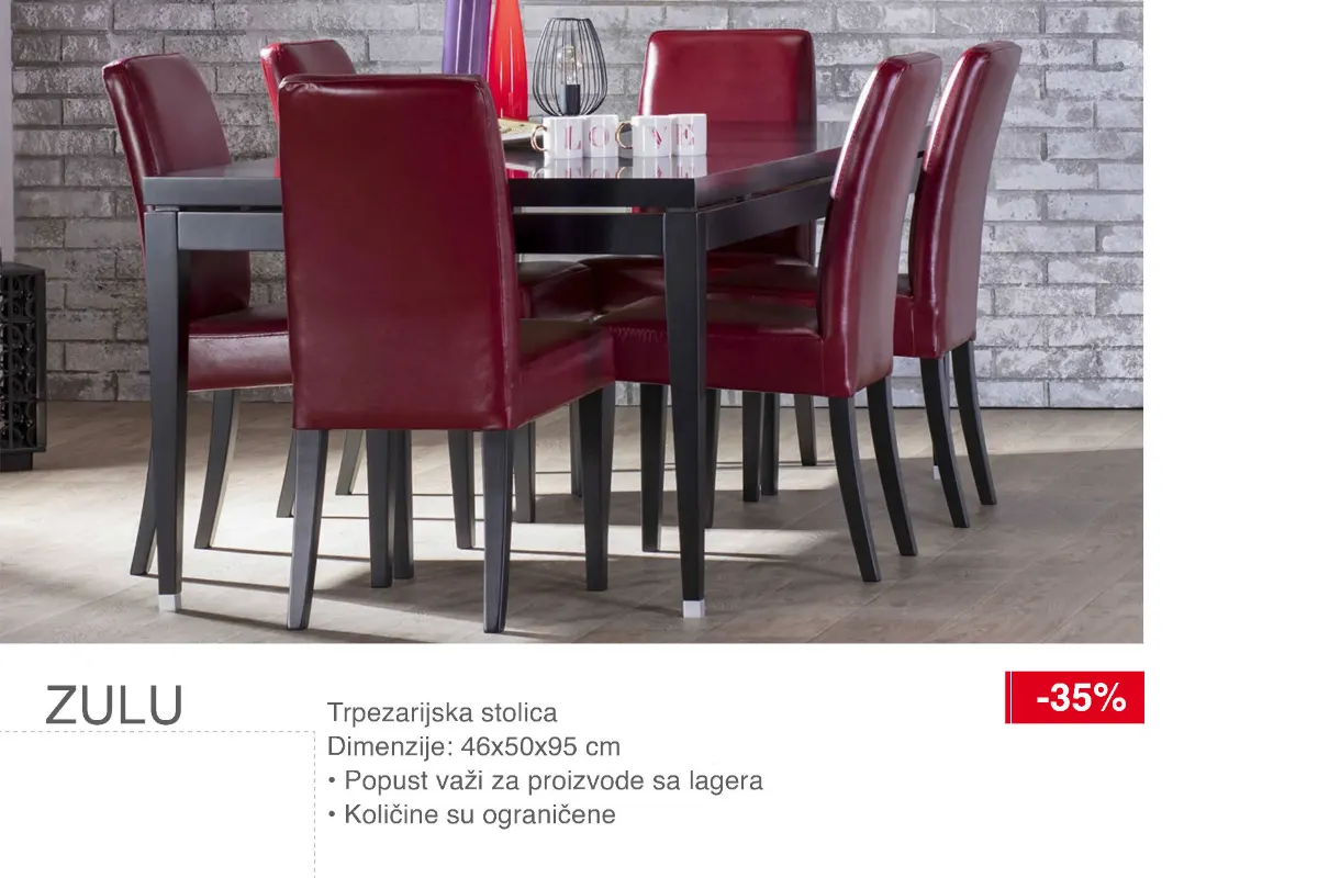 SIMPO trpezarijska stolica Zulu dimenzija 46x50x95 cm uz popust od 35%