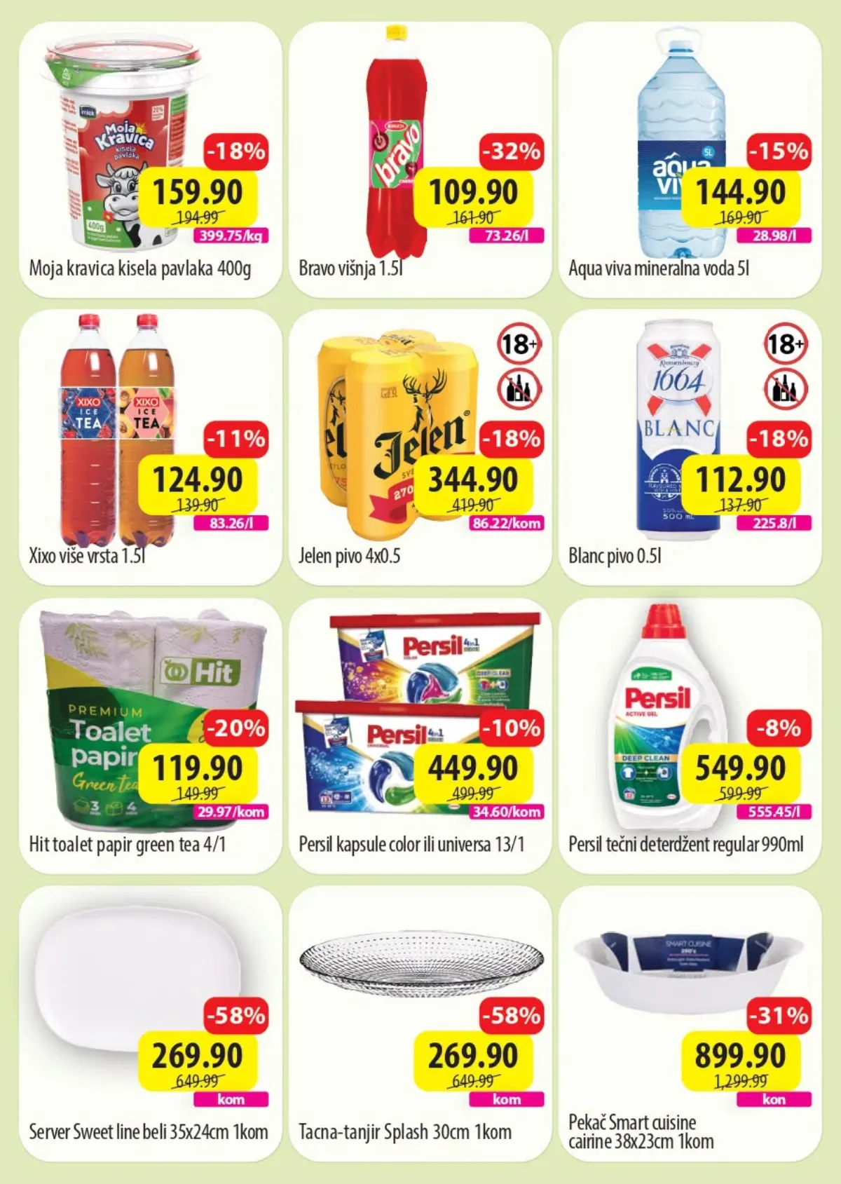DTL SP Marketi TOP 7 ponuda – pavlaka, sokovi, voda, pivo, Persil deterdženti, posuđe i toalet papir uz popuste do 58%