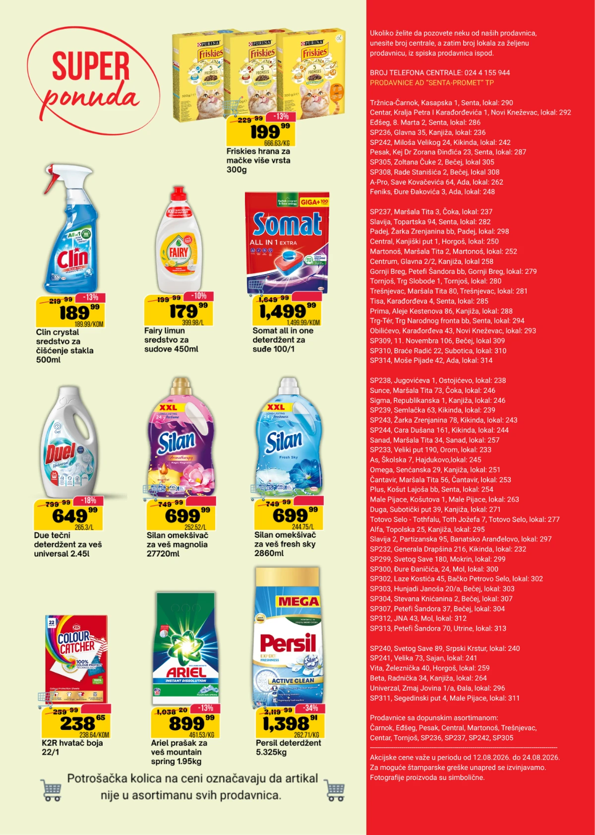 DTL SP Marketi katalog do 24.08.2026. – Friskies, Clin, Fairy, Somat, Duel, Silan, Ariel i Persil