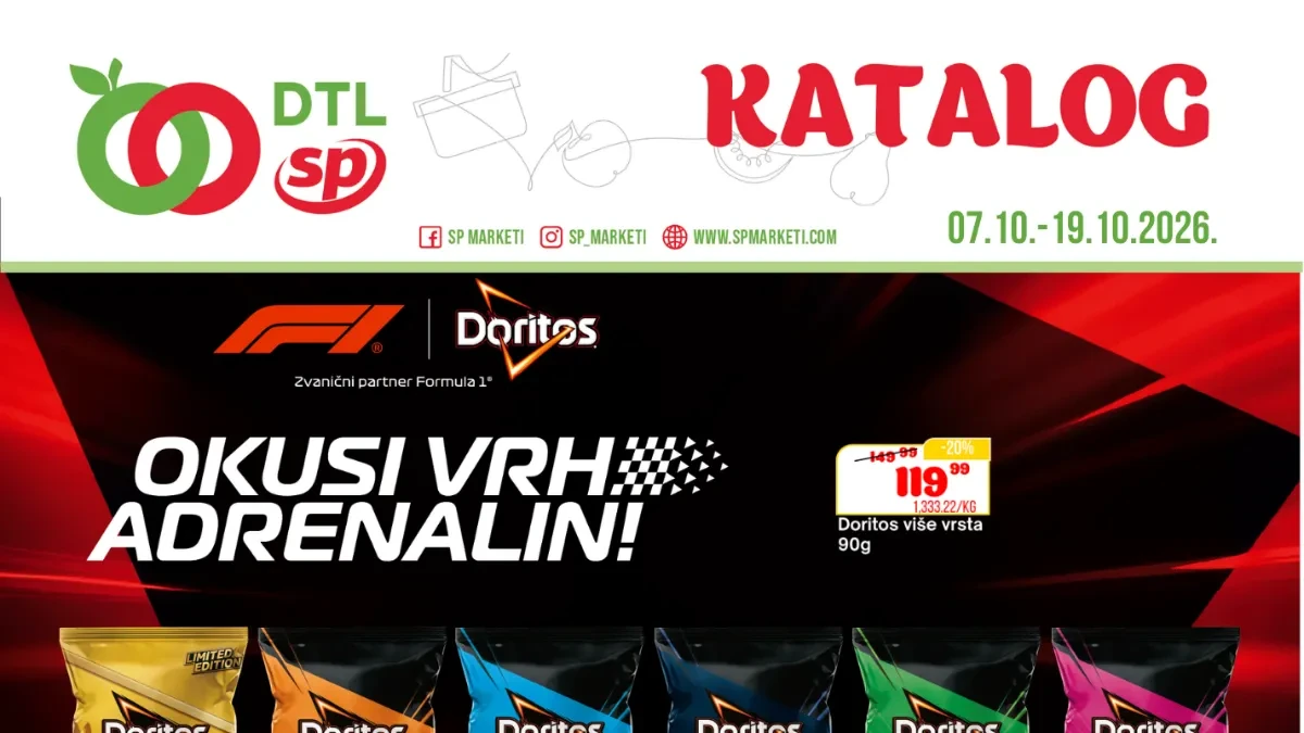DTL SP Marketi katalog od 07. do 19.10.2026. – prehrana, piće i proizvodi za domaćinstvo po akcijskim cenama