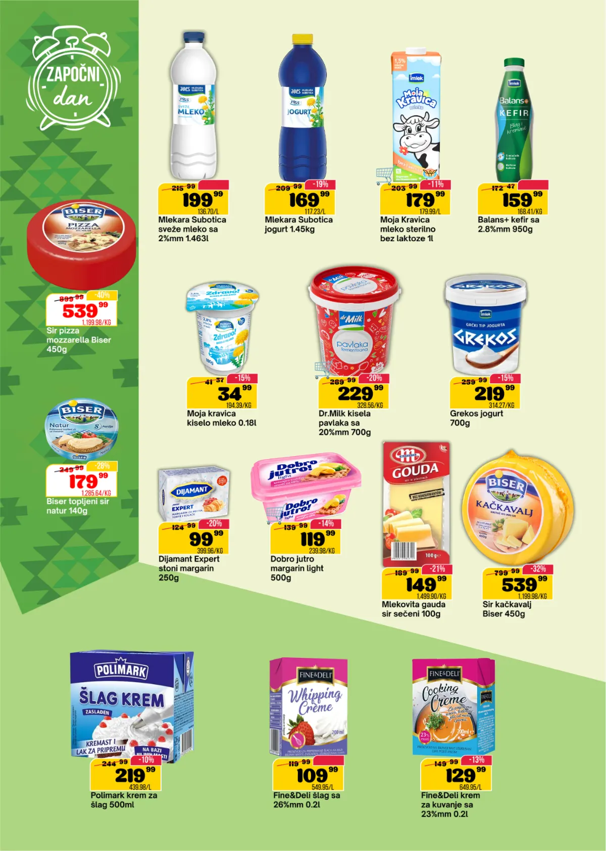 SP Marketi katalog, stranica 4 – mleko, jogurt, kefir, kiselo mleko, pavlaka, sirevi i krem za kuvanje