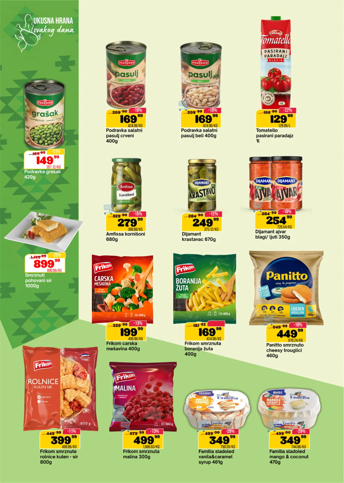 SP Marketi katalog, stranica 8 – Podravka pasulj i grašak, pasirani paradajz, ajvar, Frikom smrznuti proizvodi i sladoled
