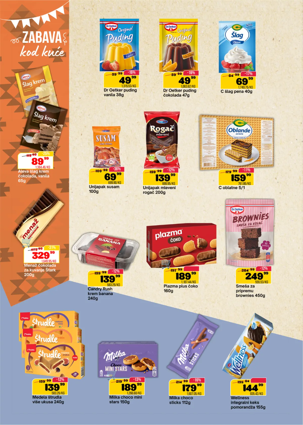 SP Marketi katalog, stranica 10 – puding, šlag, susam, oblande, Menaž čokolada, Plazma i Milka keks