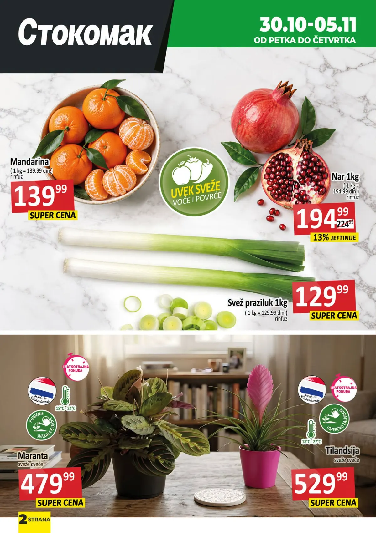 Stokomak katalog 30.10–05.11.2026. – strana 2, nedeljna ponuda i akcijske cene