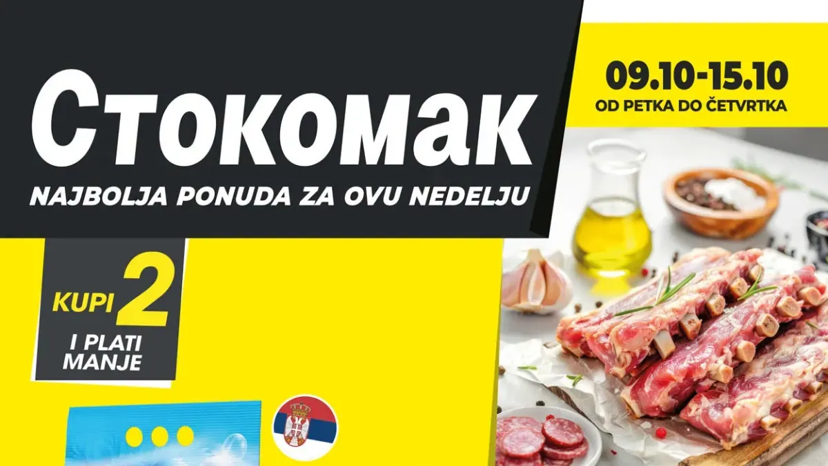 Stokomak akcija od 9. do 15.10.2026. – Power Clean deterdžent 6 kg, svinjska rebra u marinadi i čajna kobasica