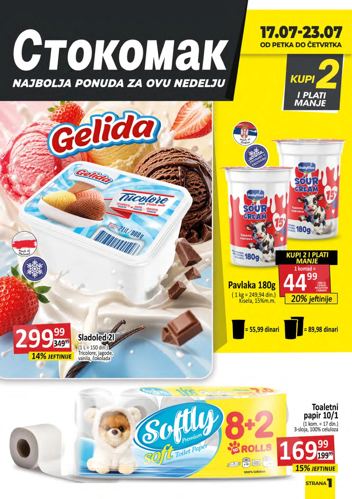 Stokomak katalog od 17. do 23.07.2026. – sladoled, kisela pavlaka, toalet papir i nedeljne akcije po sniženim cenama