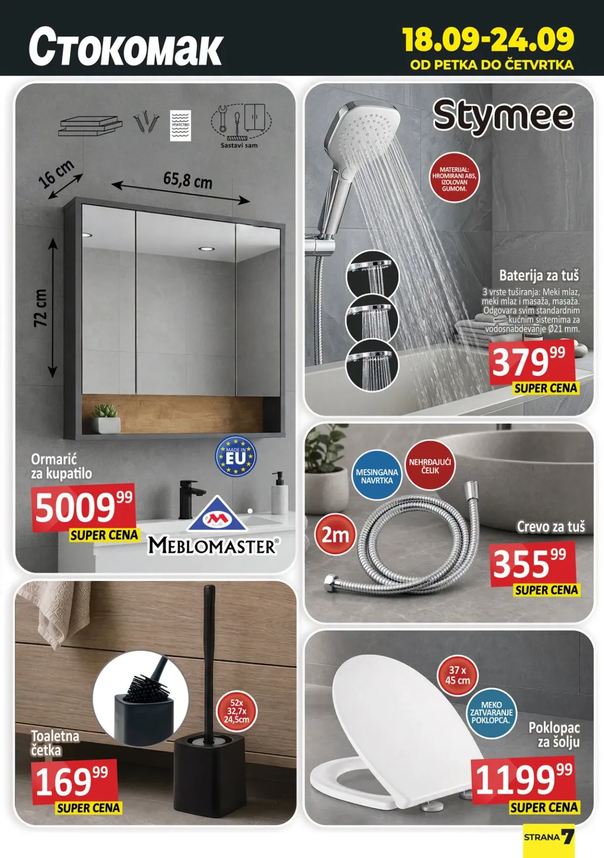 Stokomak katalog – ormarić za kupatilo, tuš i poklopac za WC šolju
