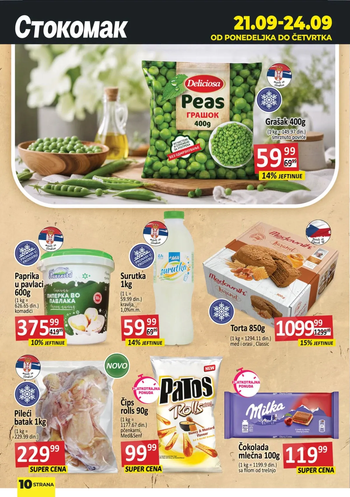 Stokomak akcija od 21.09. do 24.09.2026. – grašak, pileći batak i Milka čokolada