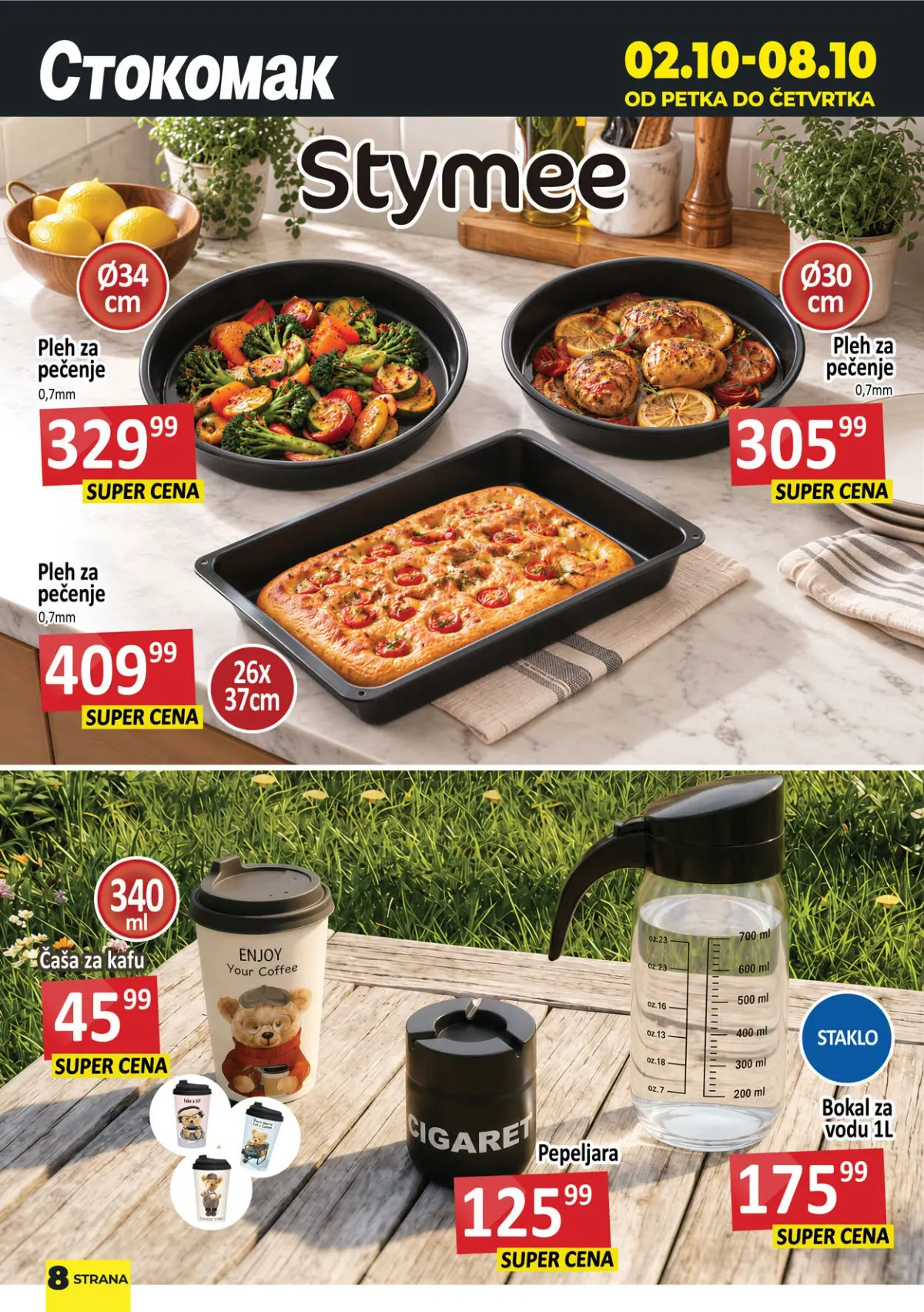 Stokomak katalog 02–08.10.2026. – Stymee plehovi, bokal, pepeljara i čaša za kafu