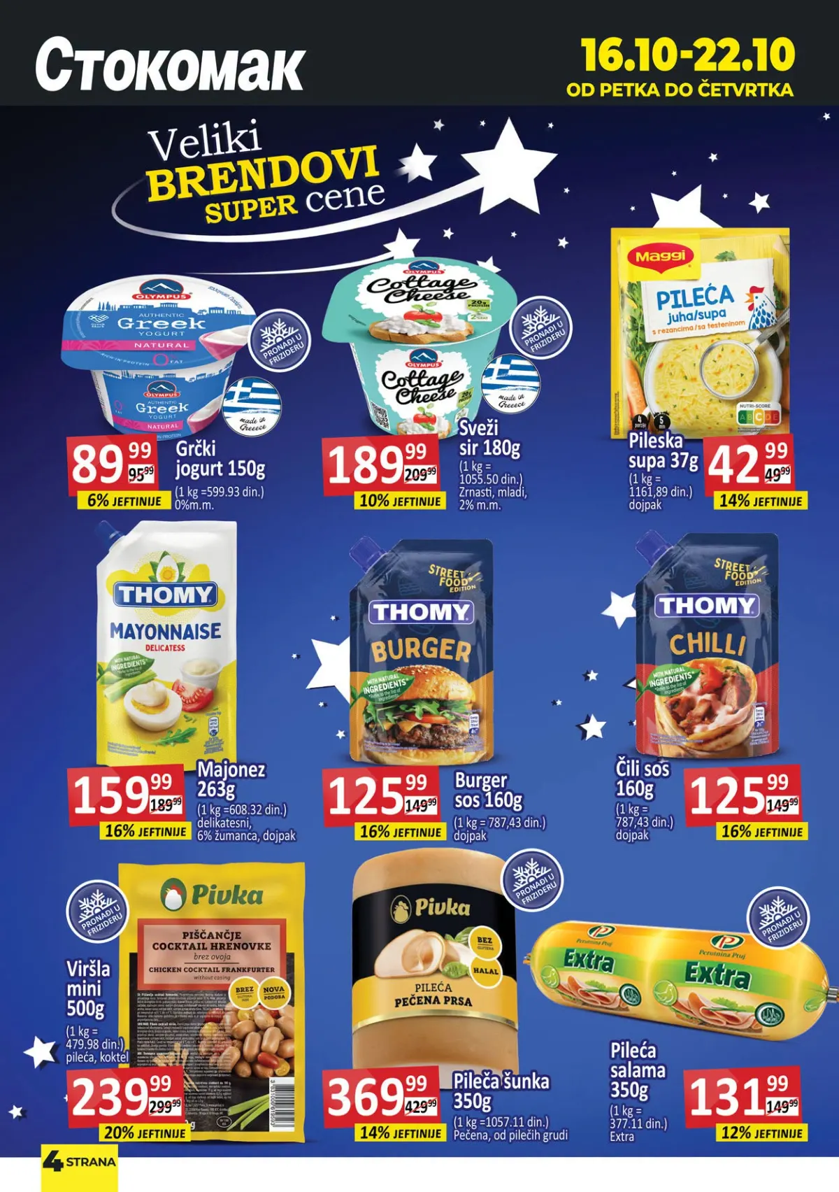 Stokomak akcija 16–22.10.2026. – Olympus jogurt i sir, Maggi supa, Thomy sosovi i Pivka proizvodi