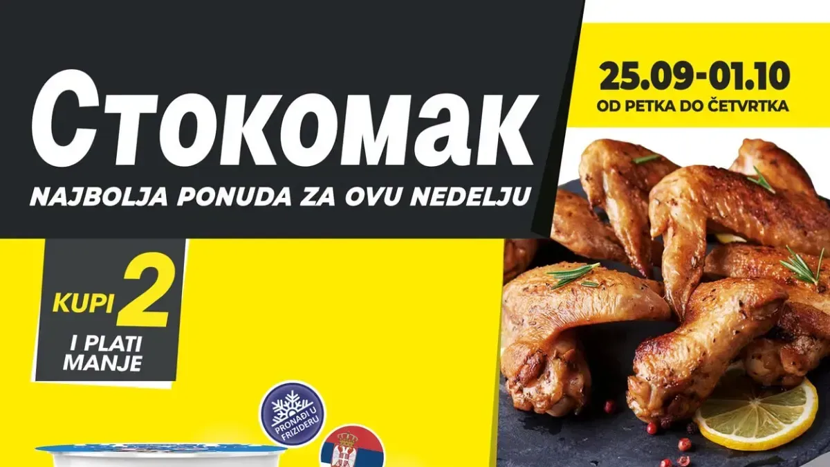 Stokomak nedeljna akcija od 25.09. do 01.10.2026. – nova ponuda i akcija Kupi 2 i plati manje