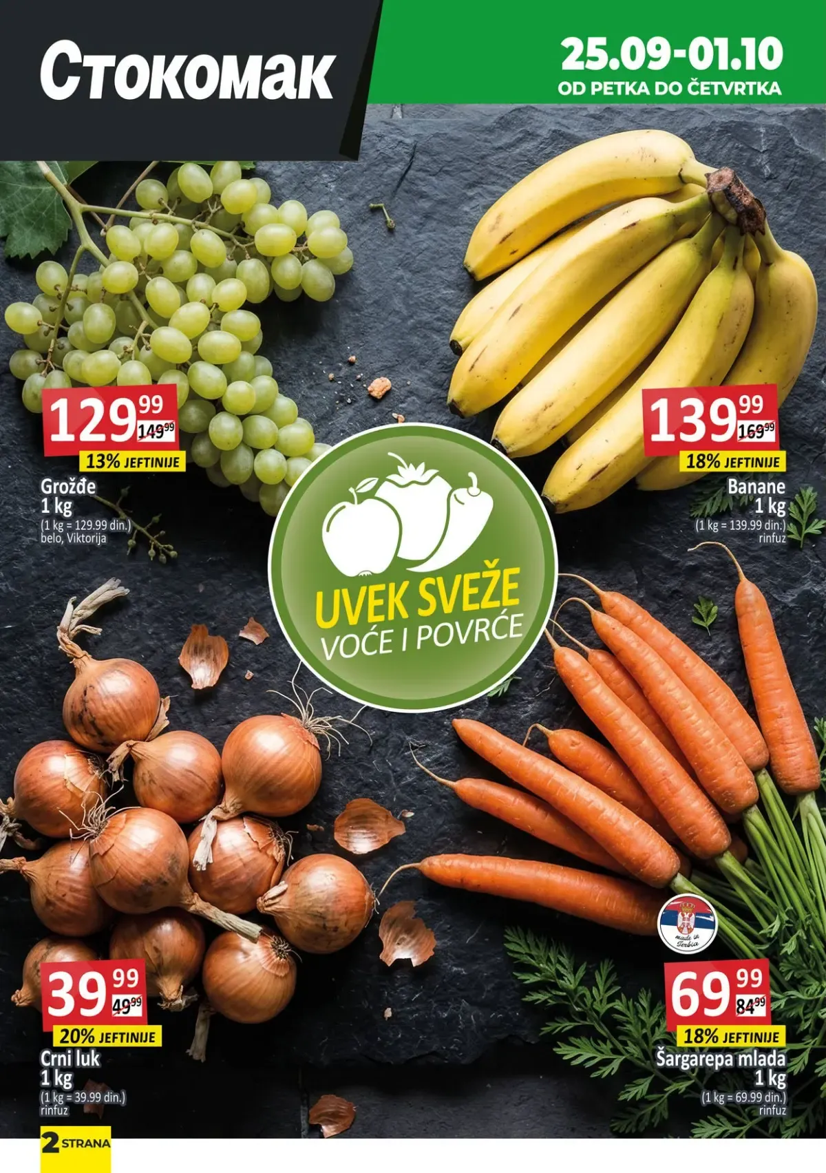 Stokomak akcija do 01.10.2026. – grožđe, banane, crni luk i šargarepa po akcijskim cenama