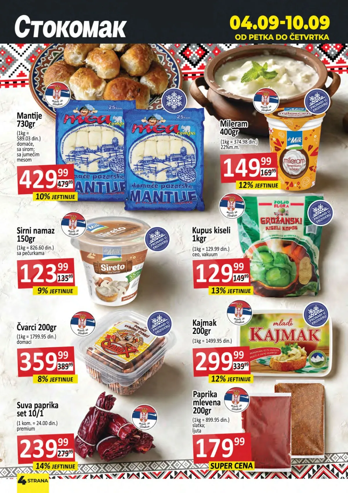 Stokomak akcija do 10.09.2026. – mantije, kajmak, kupus, namazi i tradicionalni proizvodi
