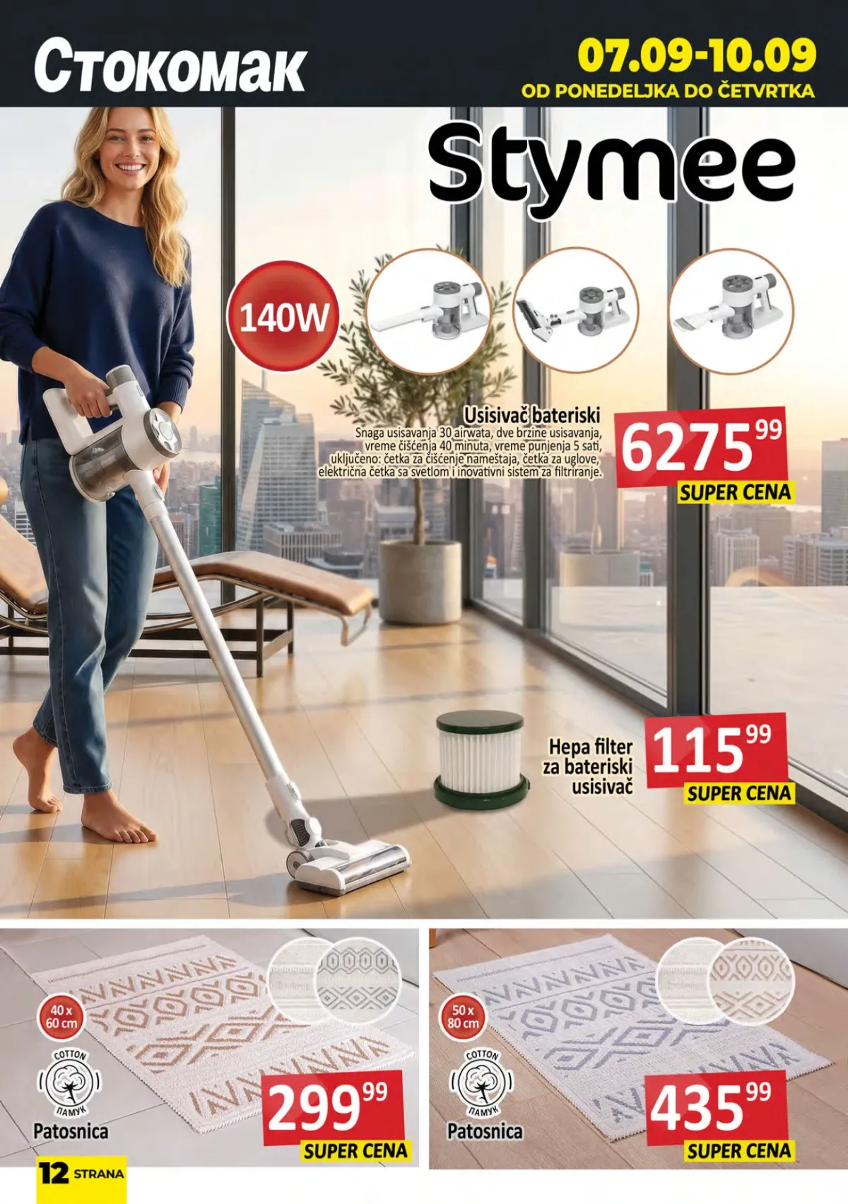 Stokomak akcija od 07.09. do 10.09.2026. – baterijski usisivač, HEPA filter i patosnice