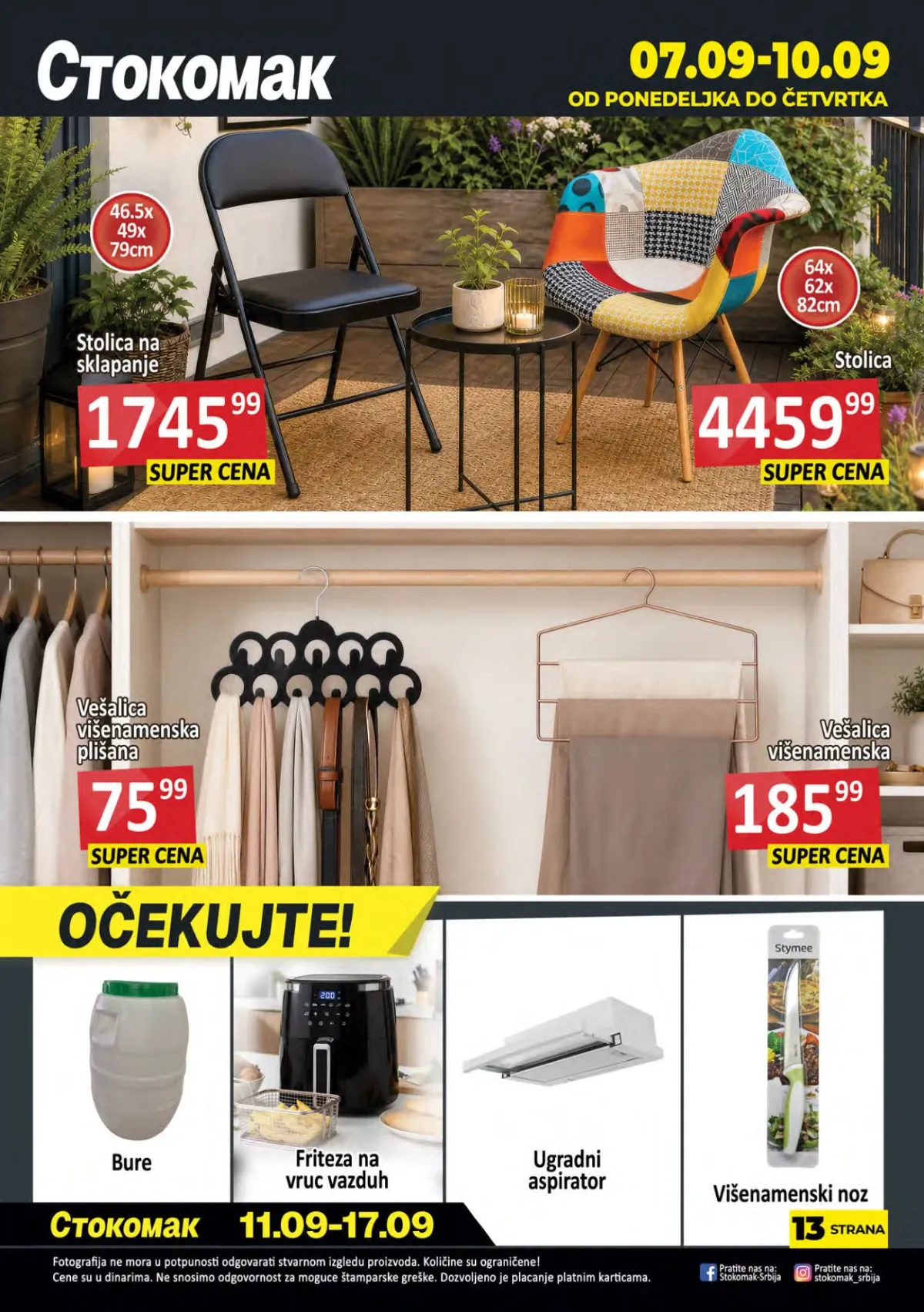 Stokomak akcija od 07.09. do 10.09.2026. – stolice, vešalice i najava novih proizvoda