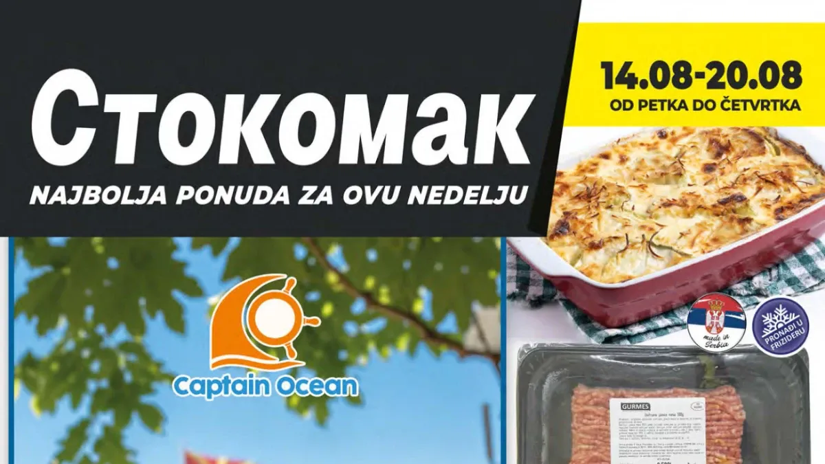Stokomak katalog do 20.08.2026. – nova nedeljna akcija sa popustima do 34% na voće, povrće, meso, prehranu i proizvode za domaćinstvo