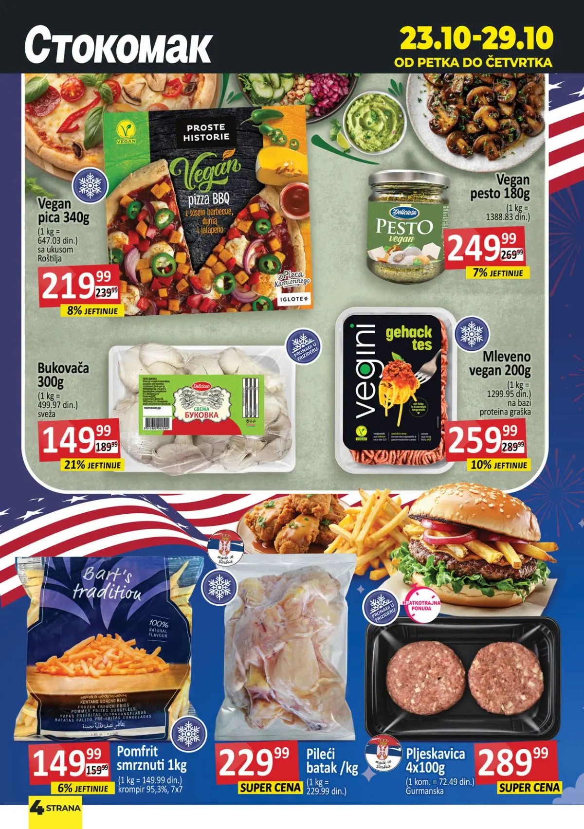 Stokomak katalog 23–29.10.2026. – veganska pica, pesto, bukovače, pomfrit i gurmanske pljeskavice
