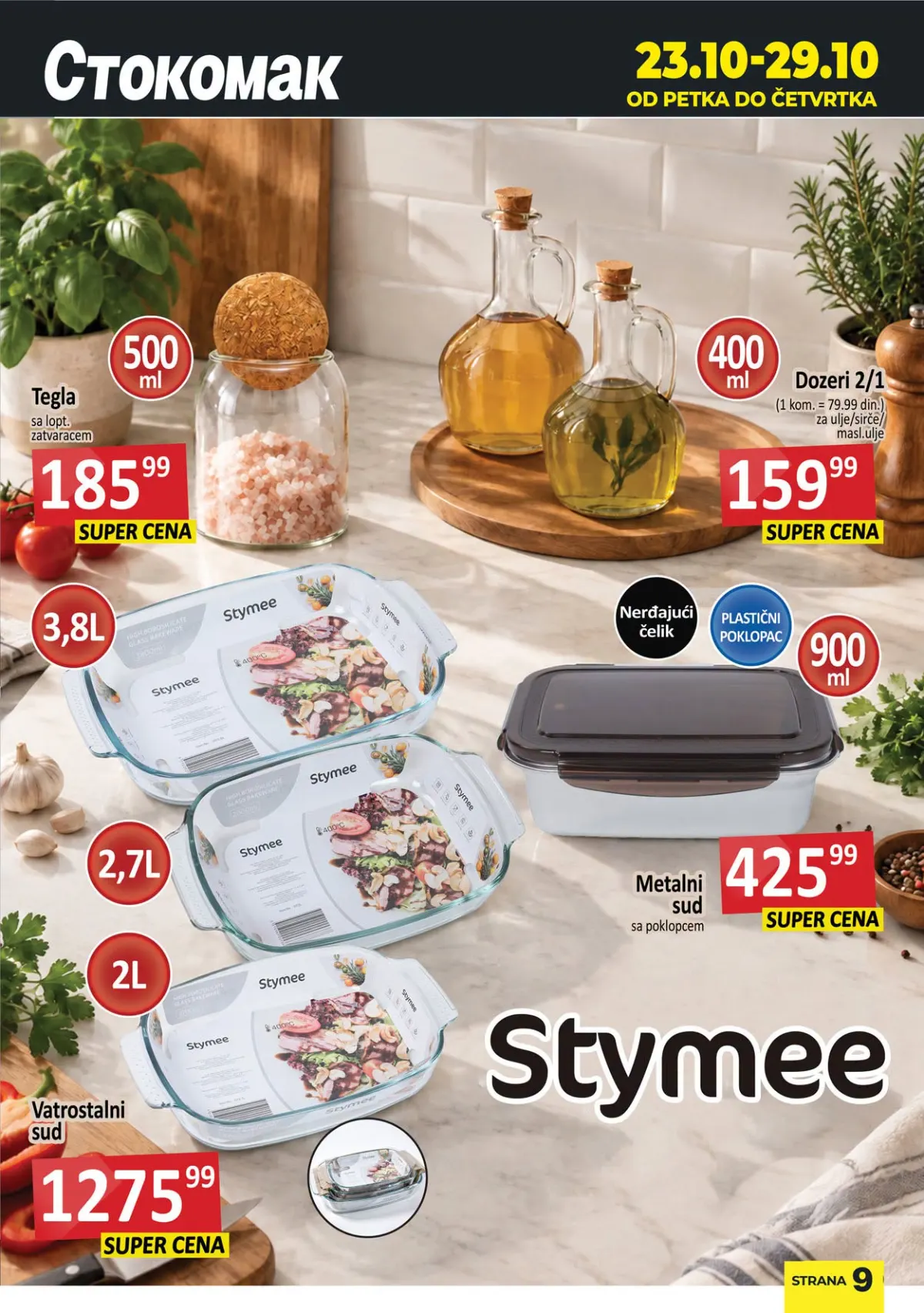 Stokomak katalog 23–29.10.2026. – Stymee vatrostalne posude, staklene tegle, dozeri i kuhinjske potrepštine