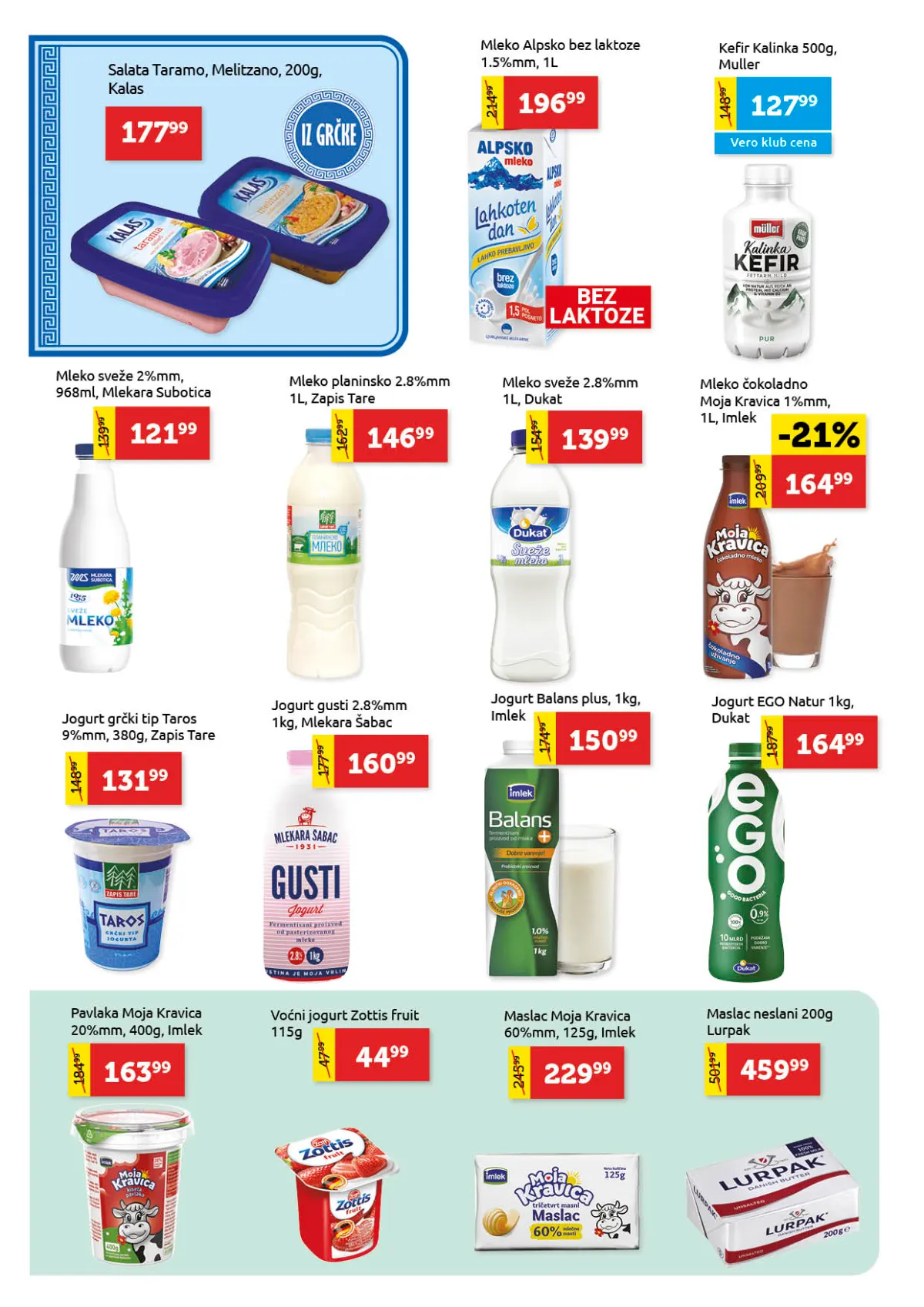 Super Vero katalog strana 6 – mleko Moja Kravica, jogurt, kefir, pavlaka i puter na akciji