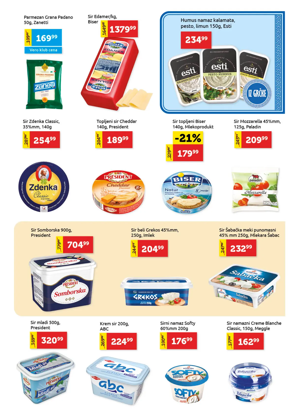Super Vero katalog strana 7 – Zdenka sir, Biser topljeni sir, mozzarella, feta i krem sir