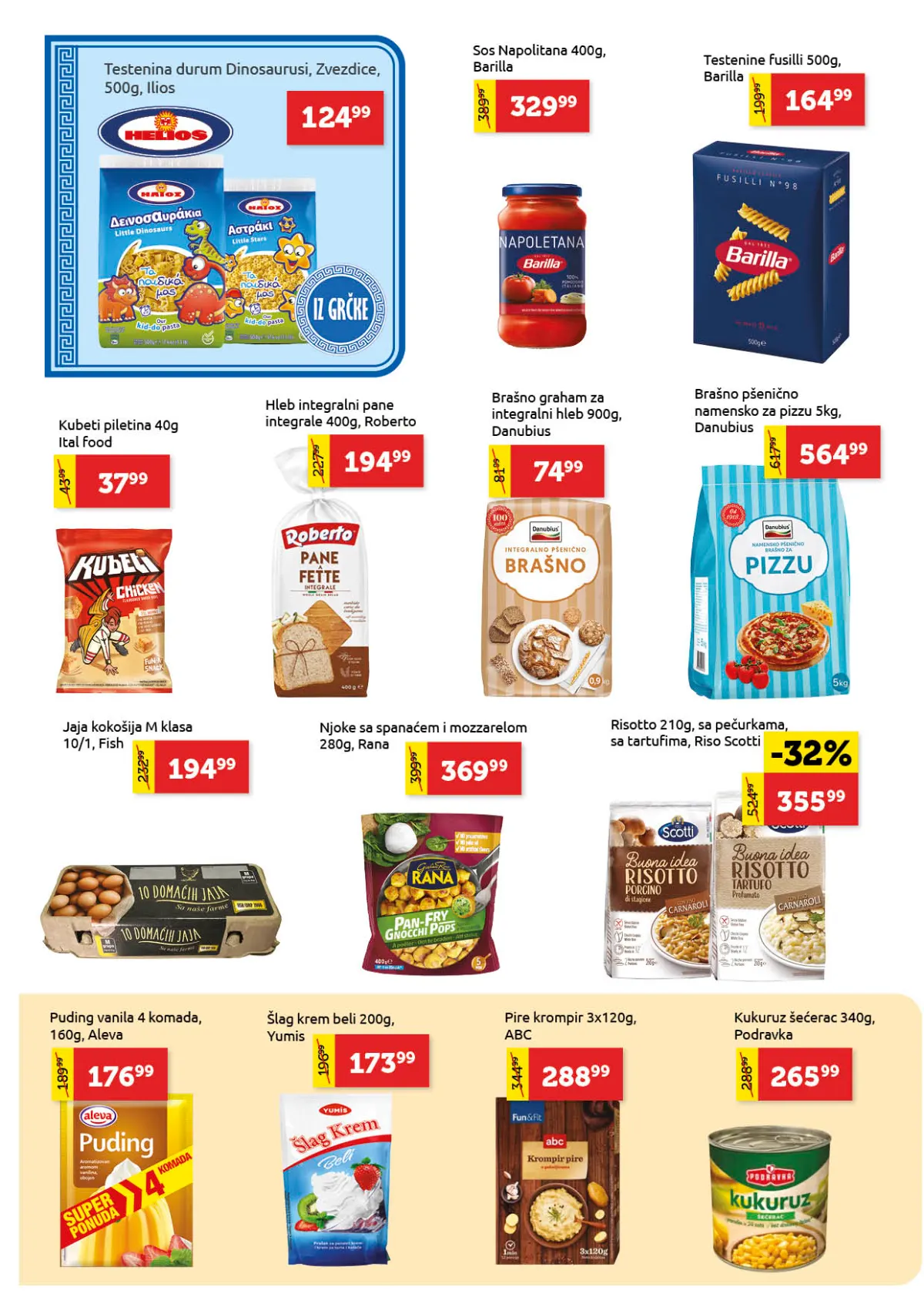 Super Vero katalog strana 10 – testenina Ilios i Barilla, brašno, njoke i Riso Scotti pirinač