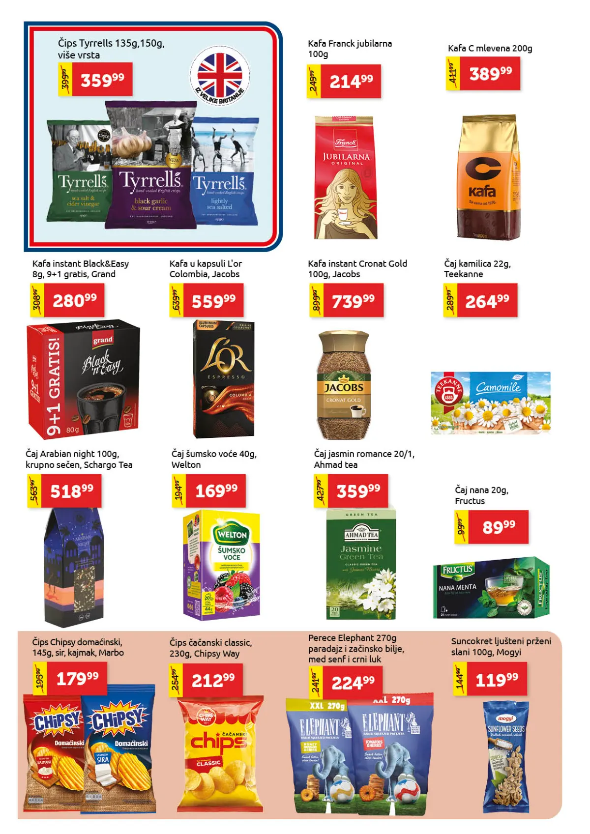 Super Vero katalog strana 14 – Franck i Jacobs kafa, čajevi, čips i slane grickalice