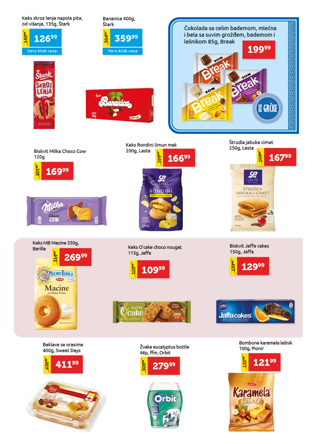 Super Vero katalog strana 17 – Baninica, Jaffa Cakes, Milka biskviti, Orbit žvake i bombone
