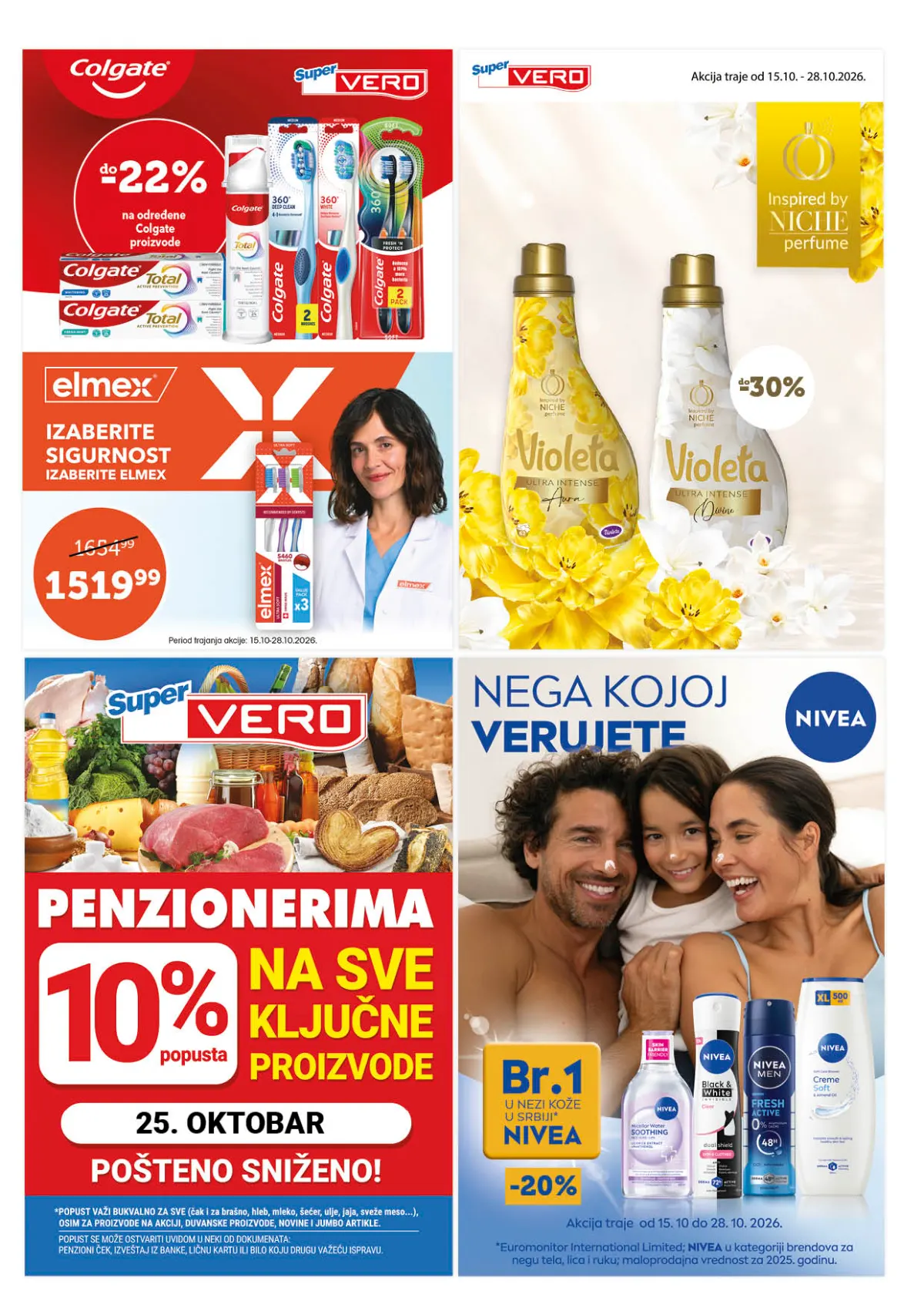 Super Vero katalog strana 28 – Colgate, Elmex, Violeta, Nivea i posebna akcija za penzionere 25. oktobra