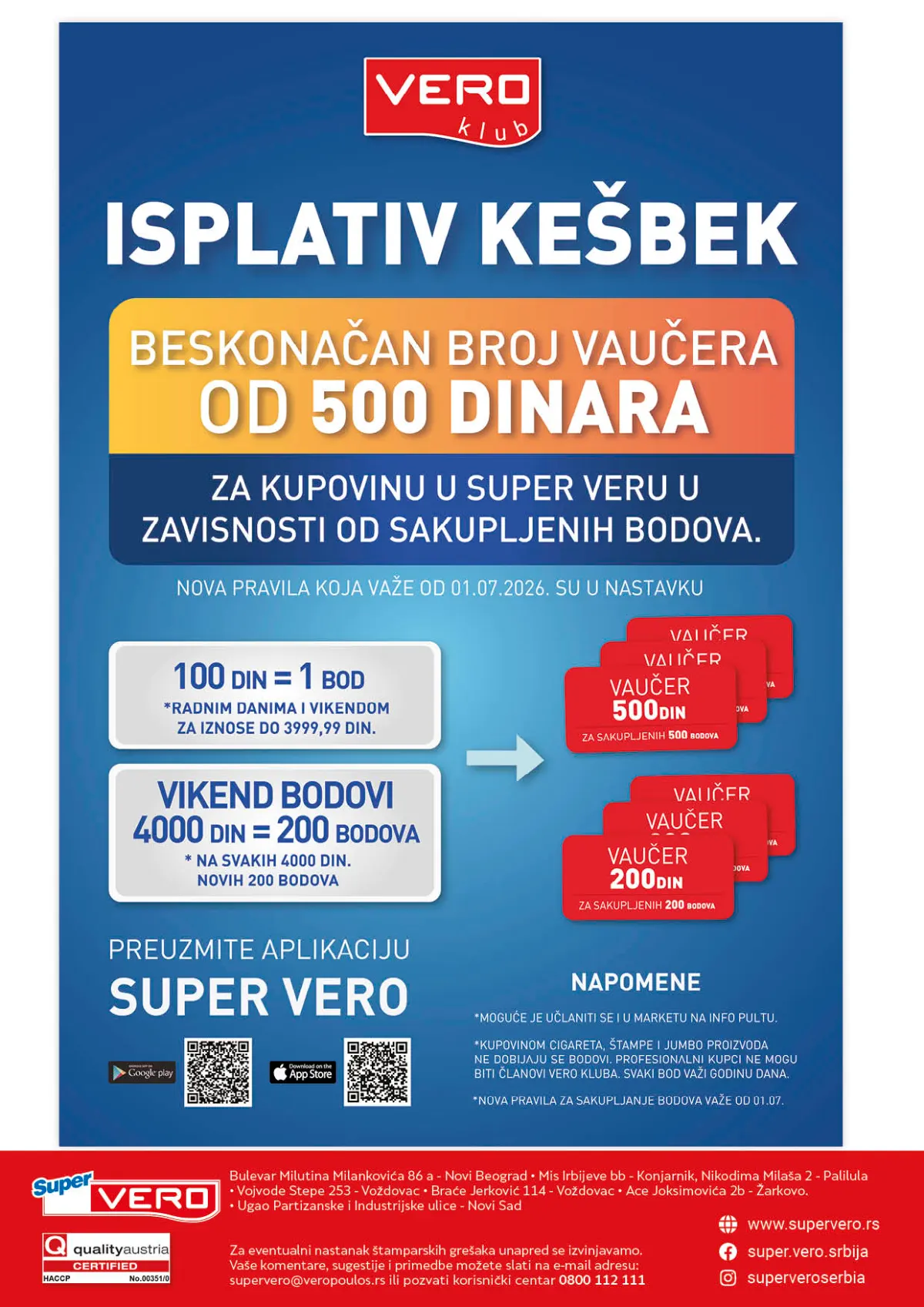 Super Vero katalog strana 32 – Vero klub kešbek, vaučeri od 500 dinara i program bodova