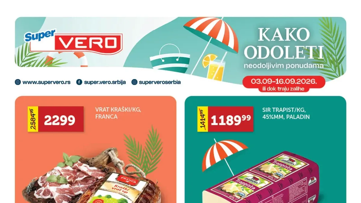 Super Vero katalog od 03.09. do 16.09.2026. – meso, sir, sladoled i druge namirnice uz sniženja do 50%
