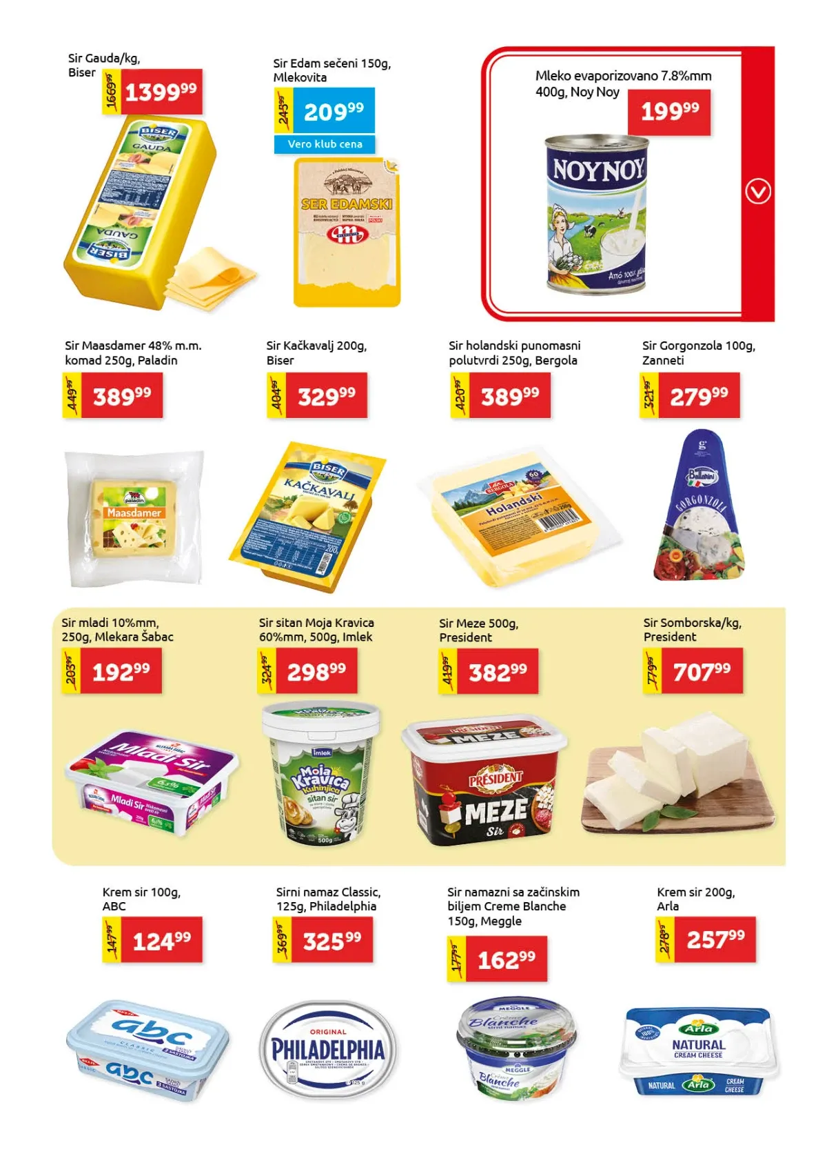 Super Vero katalog – gauda, kačkavalj, mocarela i drugi sirevi