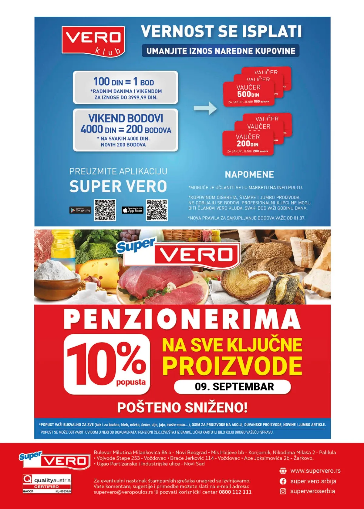 Super Vero katalog – Vero klub pogodnosti i 10% popusta za penzionere 9. septembra